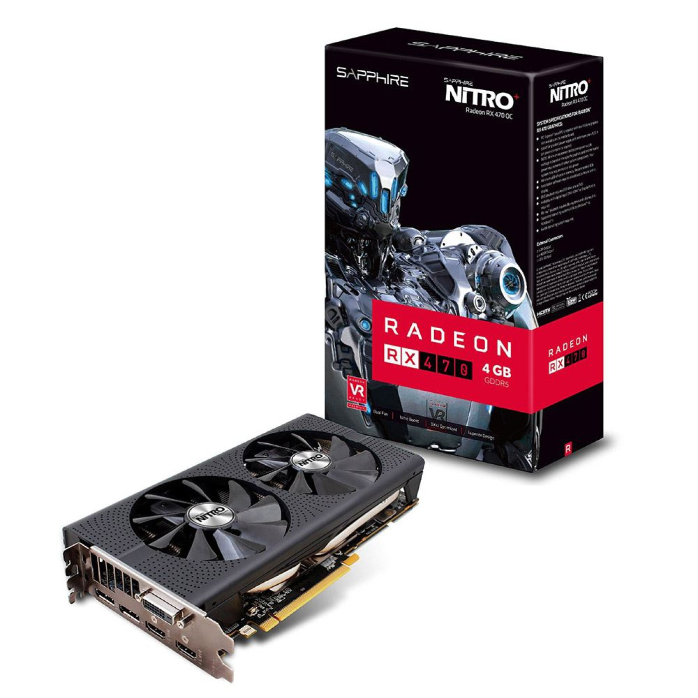 Видеокарта Sapphire AMD Radeon RX 470 4Gb Nitro+ (11256-01) (11256-01-20G) (GDDR5, 256 bit, PCI-E 3.0 x16)