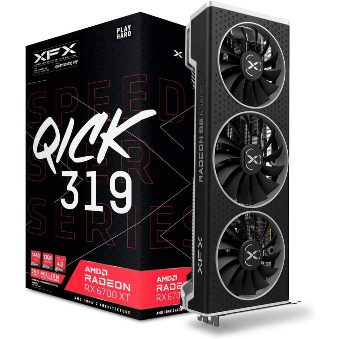 Відеокарта XFX AMD Radeon RX 6700 XT 12Gb Speedster QICK319 BLACK (RX-67XTYPBDP) (GDDR6, 192 bit, PCI-E v4.0 x16) Б/в