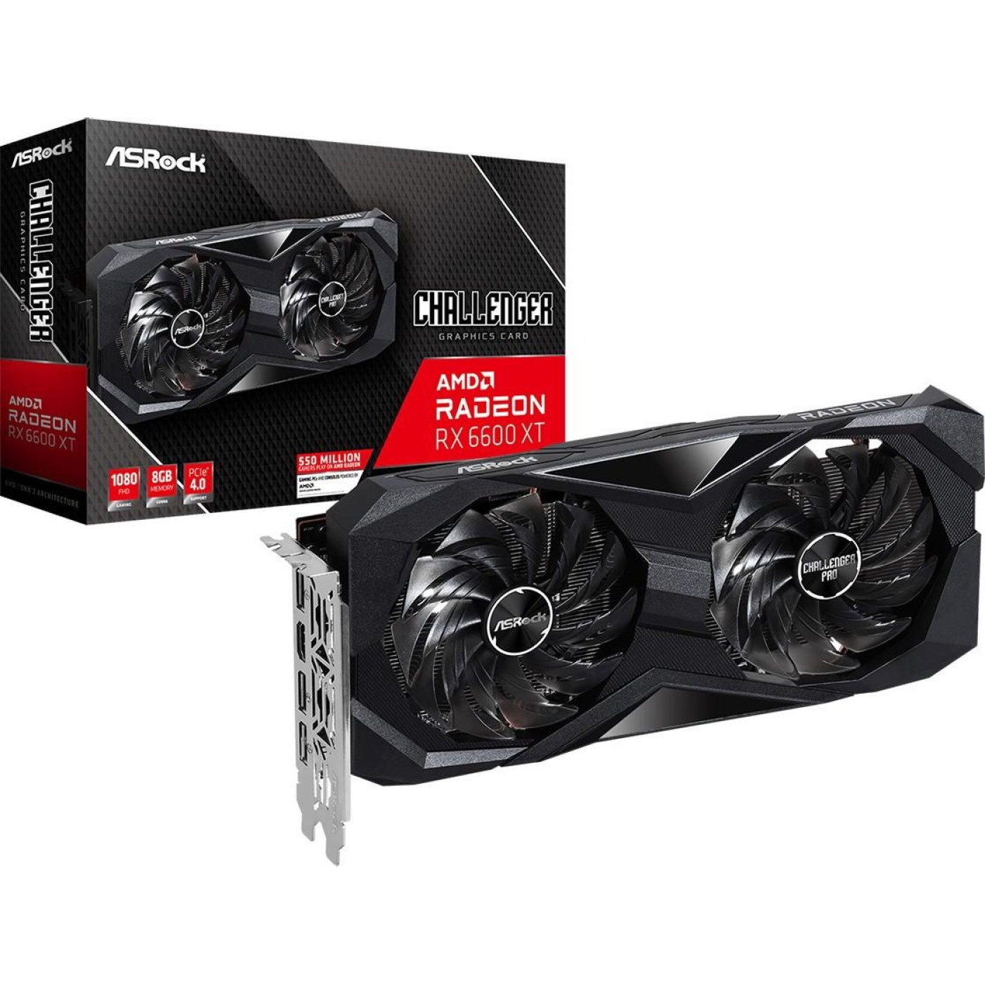 Видеокарта AsRock AMD Radeon RX 6600 XT Challenger 8GB (RX6600XT CLD 8GO) (GDDR6, 128 bit, PCI-E v4.0) Б/у
