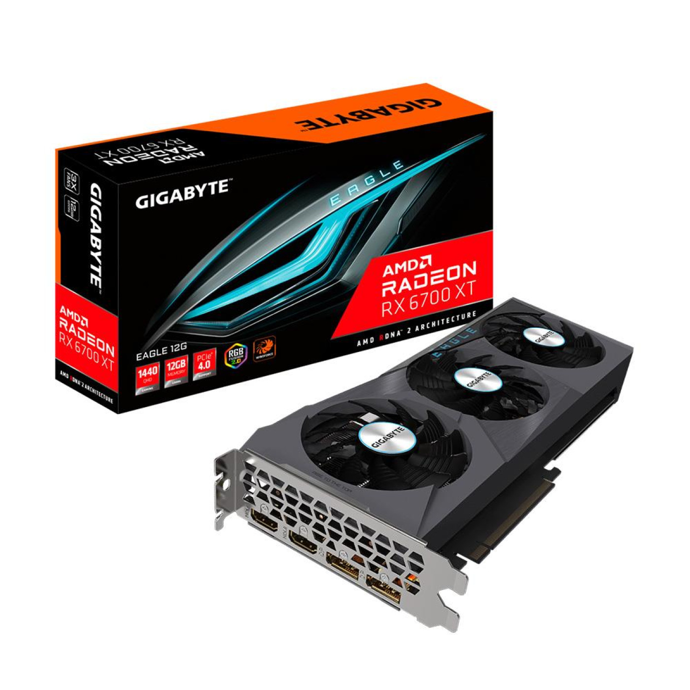 Видеокарта Gigabyte AMD Radeon RX 6700 XT 12Gb Eagle (GV-R67XTEAGLE-12GD) (GDDR6, 192 bit, PCI-E v4.0 x16)