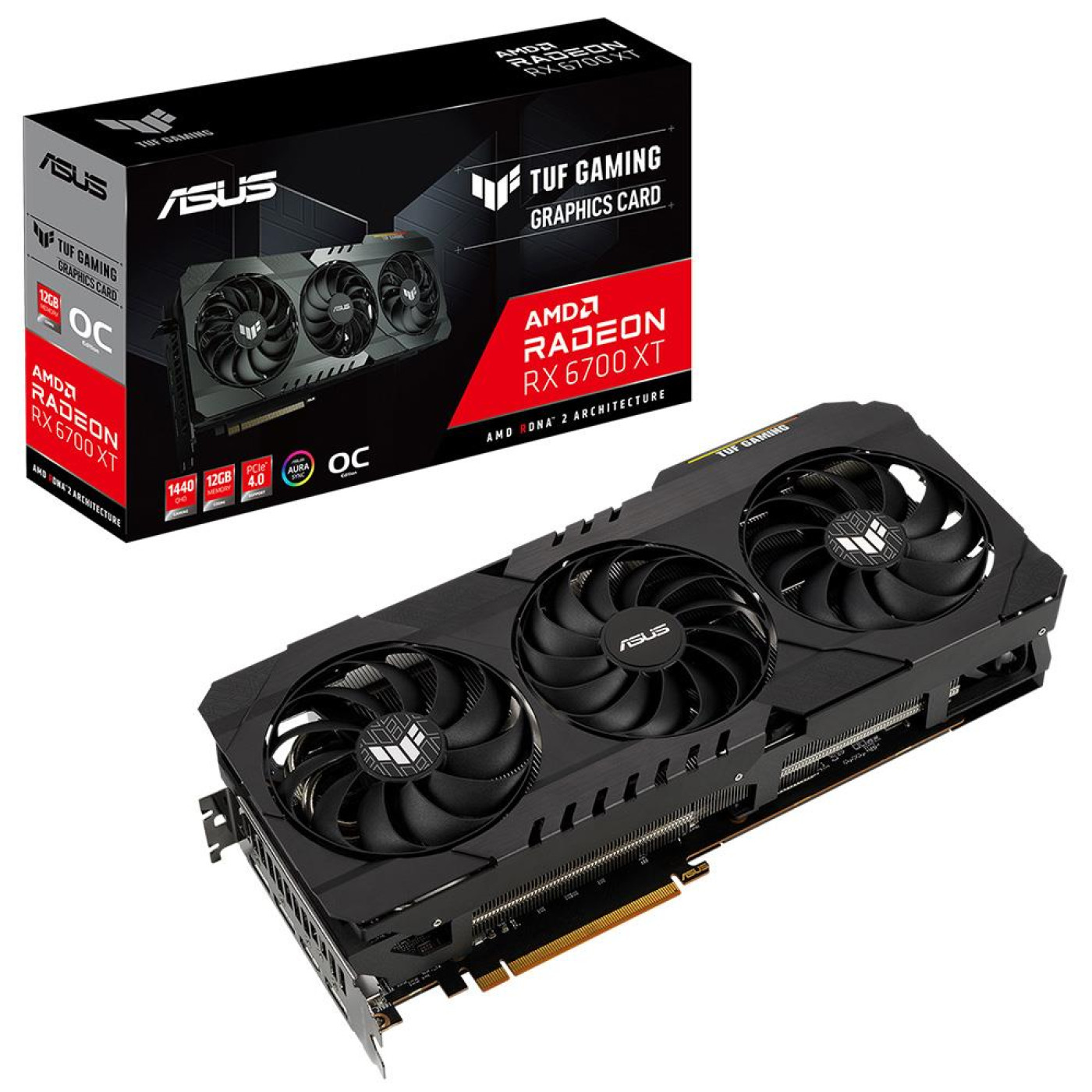 Відеокарта ASUS AMD Radeon RX 6700 XT 12Gb TUF GAMING OC (TUF-RX6700XT-O12G-GAMING) (GDDR6, 192 bit, PCI-E v4.0 x16) Б/в