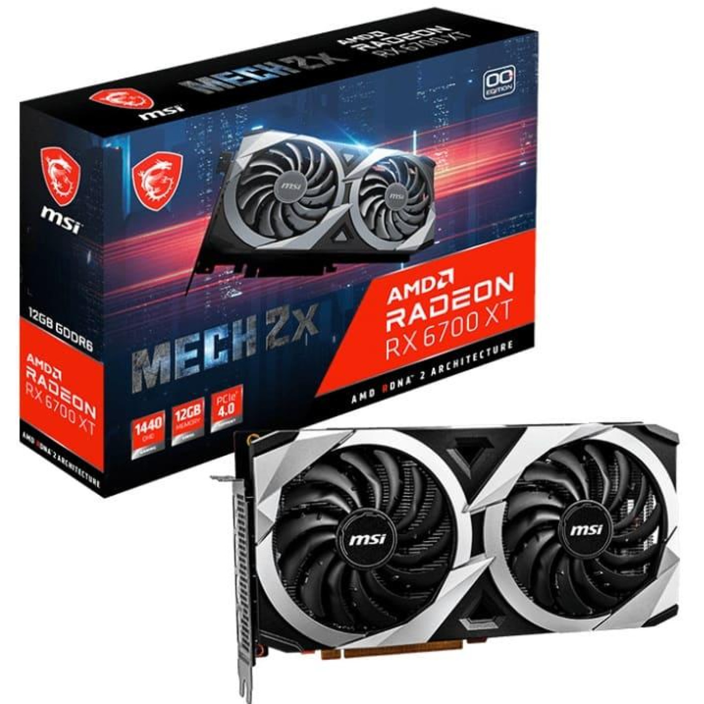 Відеокарта MSI AMD Radeon RX 6700 XT 12Gb Mech 2X OC (RX 6700 XT MECH 2X 12G OC) (GDDR6, 192 bit, PCI-E v4.0 x16) Б/в