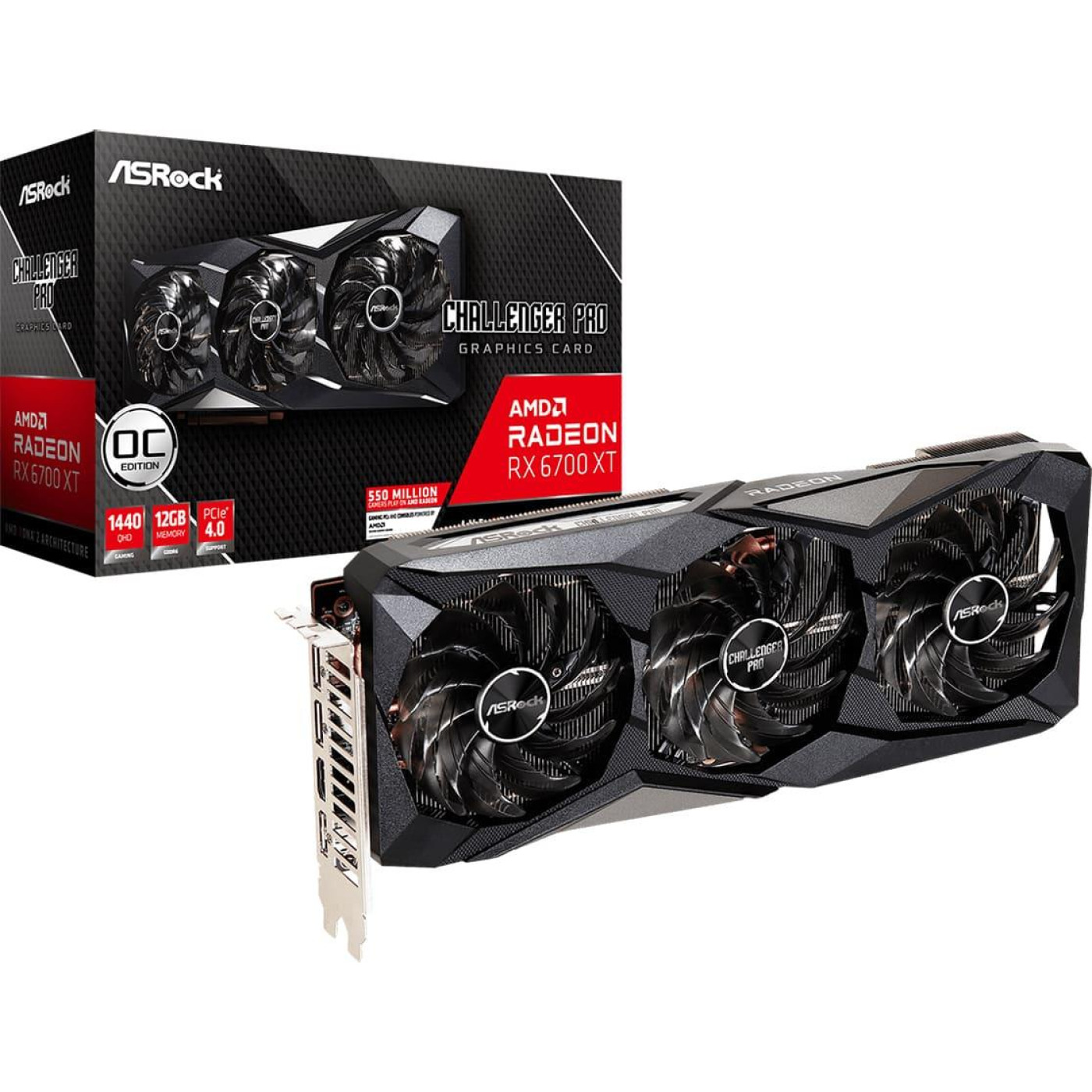 Відеокарта AsRock AMD Radeon RX 6700 XT 12Gb Challenger Pro OC (RX6700XT CLP 12GO) (GDDR6, 192 bit, PCI-E 4.0 x16)