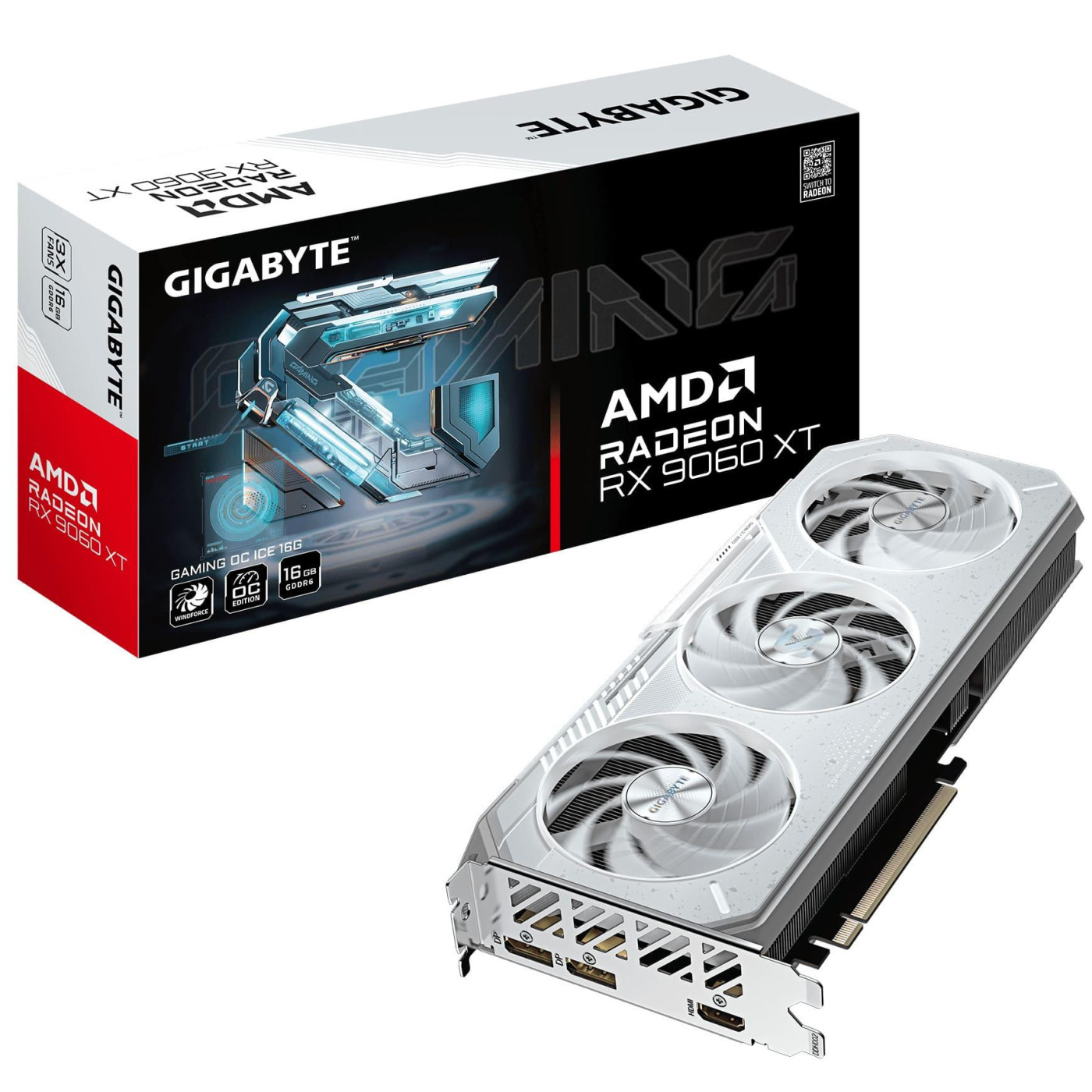 Видеокарта Gigabyte AMD Radeon RX 9060 XT 16G GAMING OC ICE (GV-R906XGAMINGOCICE-16GD) (GDDR6, 128 bit, PCI-E v5.0 x16)