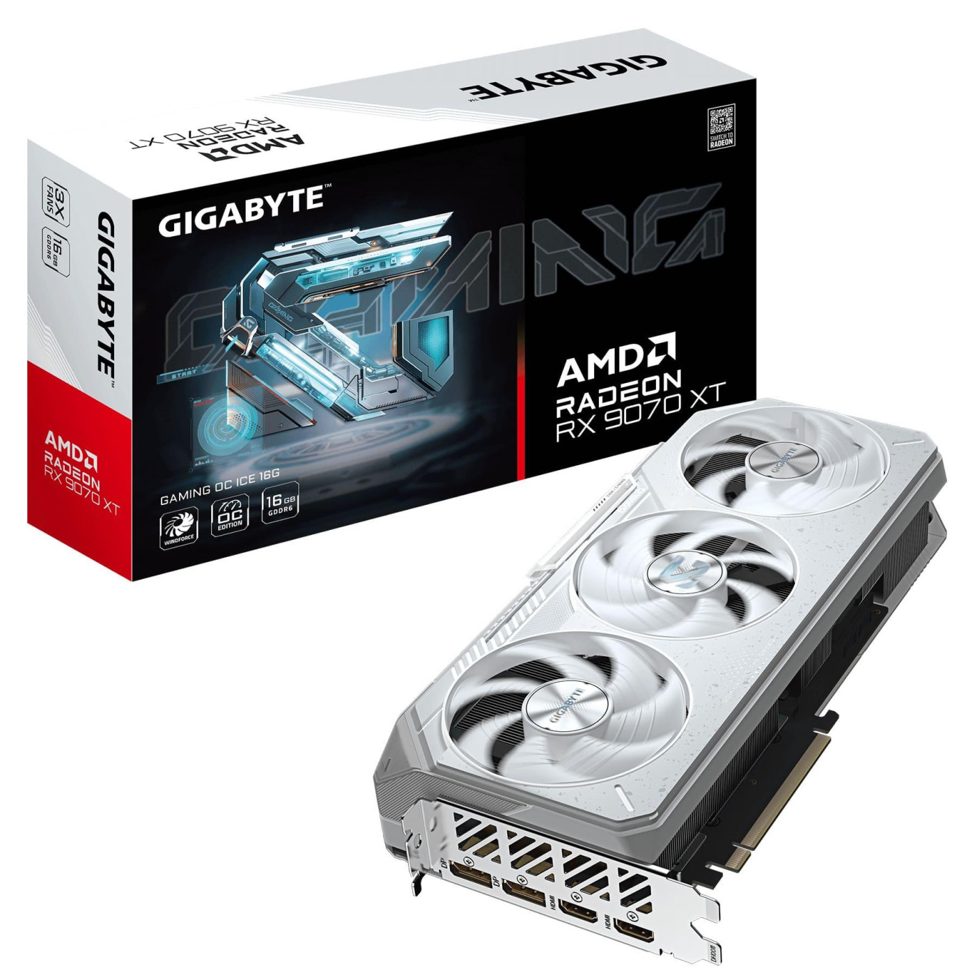 Відеокарта Gigabyte AMD Radeon RX 9070 XT 16GB GAMING OC ICE (GV-R907XGAMINGOCICE-16GD) (GDDR6, 256 bit, PCI-E v5.0 x16)