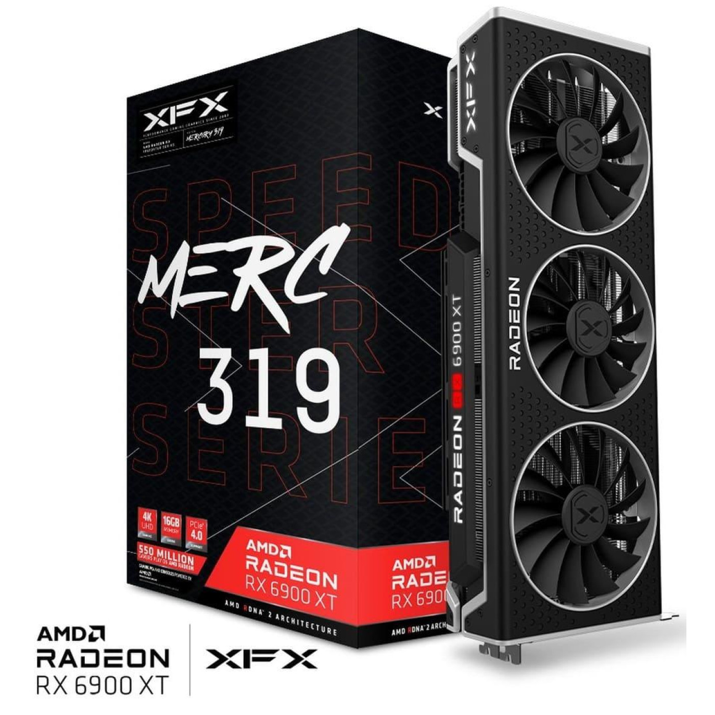 Видеокарта XFX AMD Radeon RX 6900 XT 16GB Speedster MERC 319 (RX-69XTAT VD.0/RX-69XTATBD9) (GDDR6, 256 bit, PCI-E v4.0 x16) Б/у