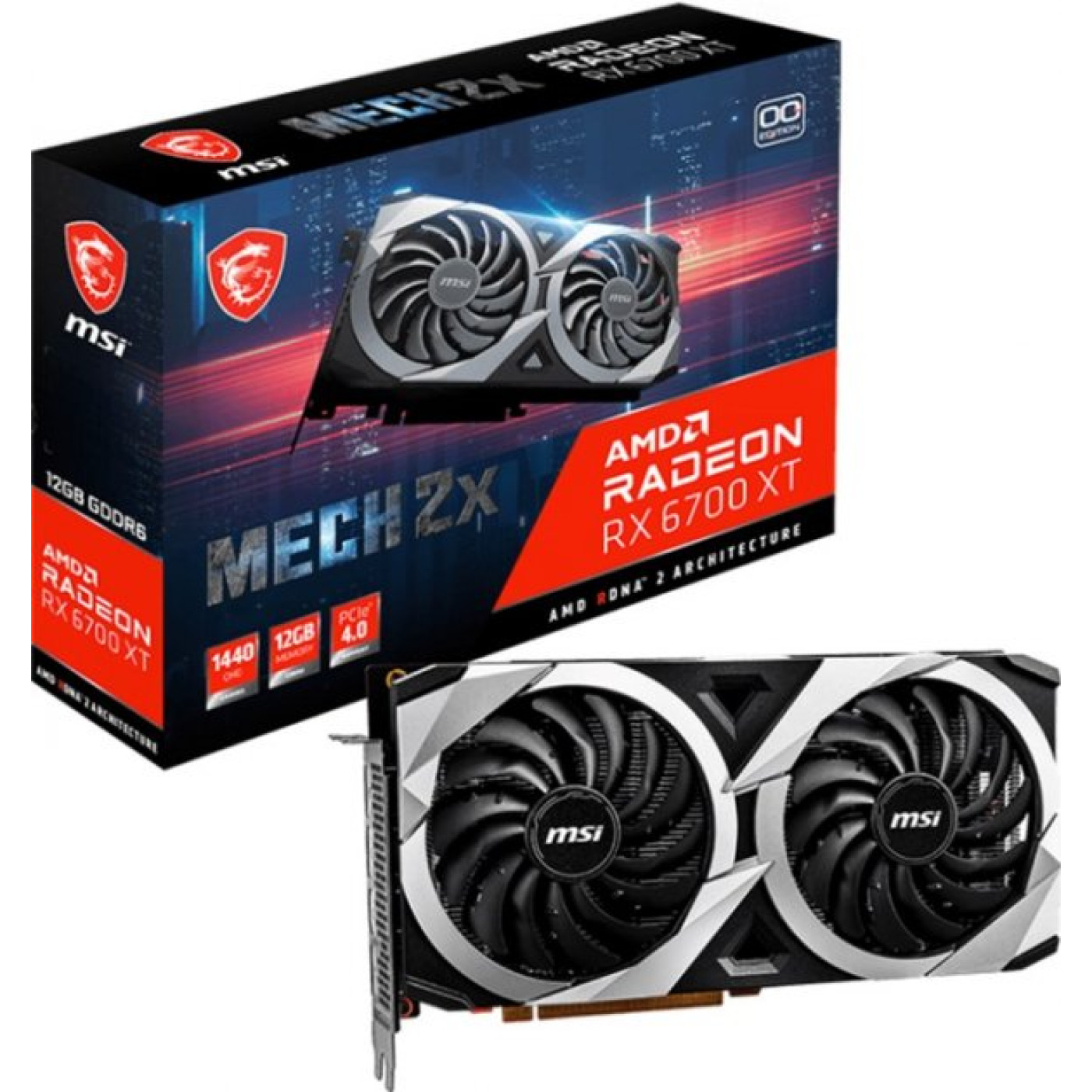 Видеокарта MSI AMD Radeon RX 6700 XT 12Gb Mech 2X (RX 6700 XT MECH 2X 12G) (GDDR6, 192 bit, PCI-E 4.0 x16)