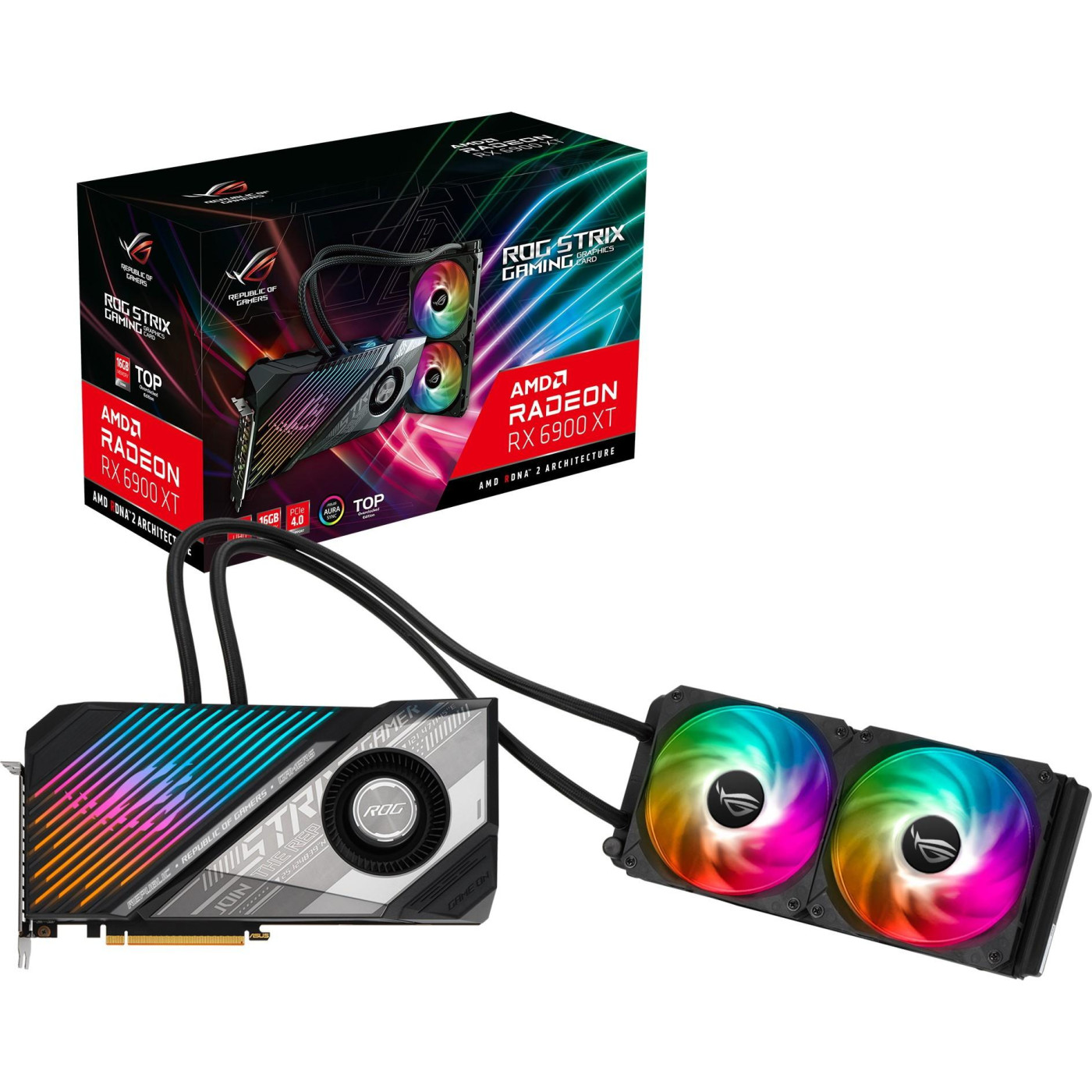 Видеокарта ASUS AMD Radeon RX 6900 XT 16GB LC ROG Strix Gaming TOP Edition (ROG-STRIX-LC-RX6900XT-T16G-GAMING) (GDDR6, 256 bit, PCI-E v4.0) Б/у