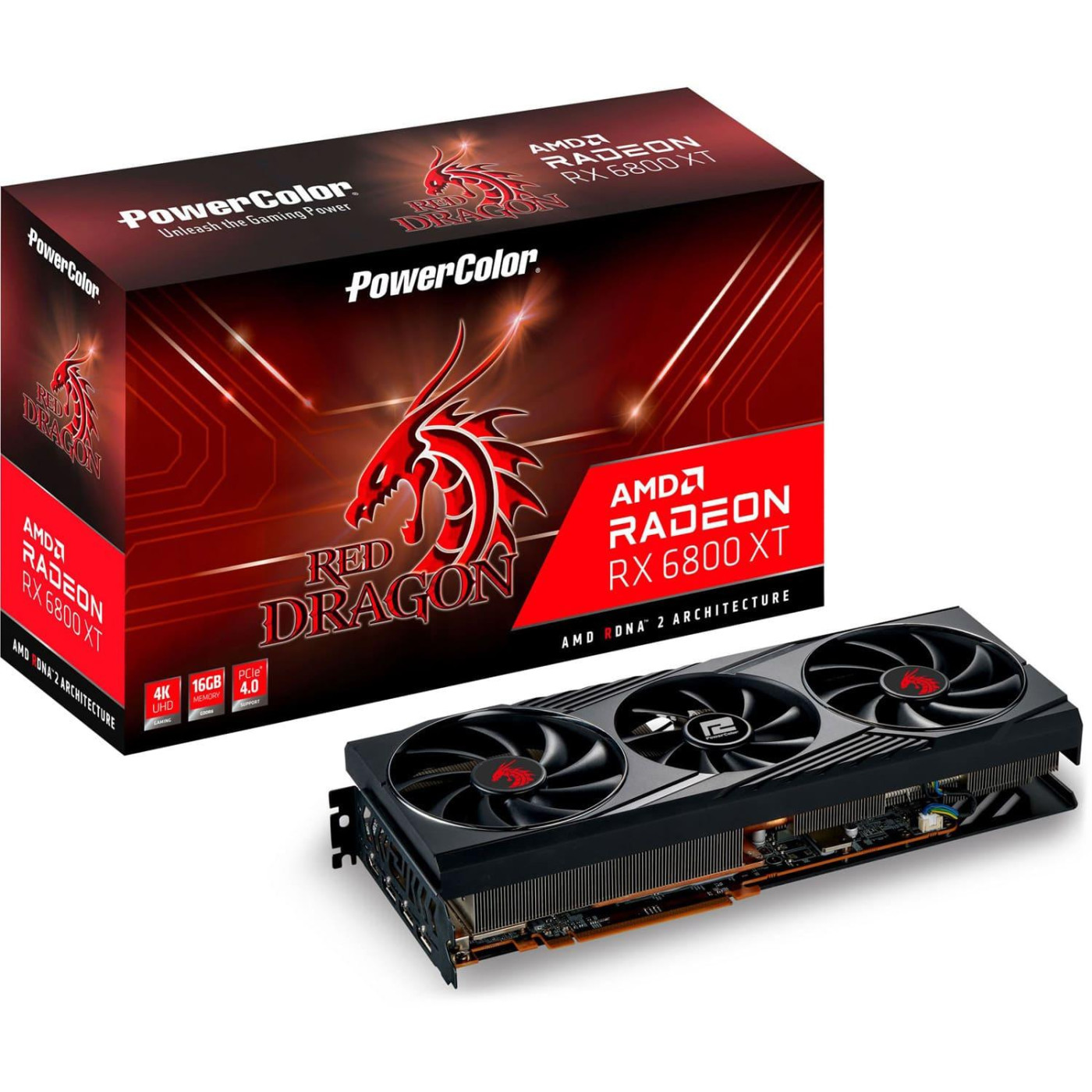 Відеокарта PowerColor AMD Radeon RX 6800 XT 16Gb Red Dragon (AXRX 6800XT 16GBD6-3DHR/OC) (GDDR6, 256 bit, PCI-E v4.0) Б/в