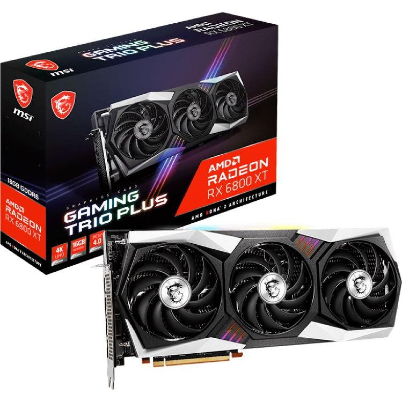 Відеокарта MSI AMD Radeon RX 6800 XT 16GB Gaming Trio (RX 6800 XT GAMING TRIO 16G) (GDDR6, 256 bit, PCI-E 4.0 x16) Б/в