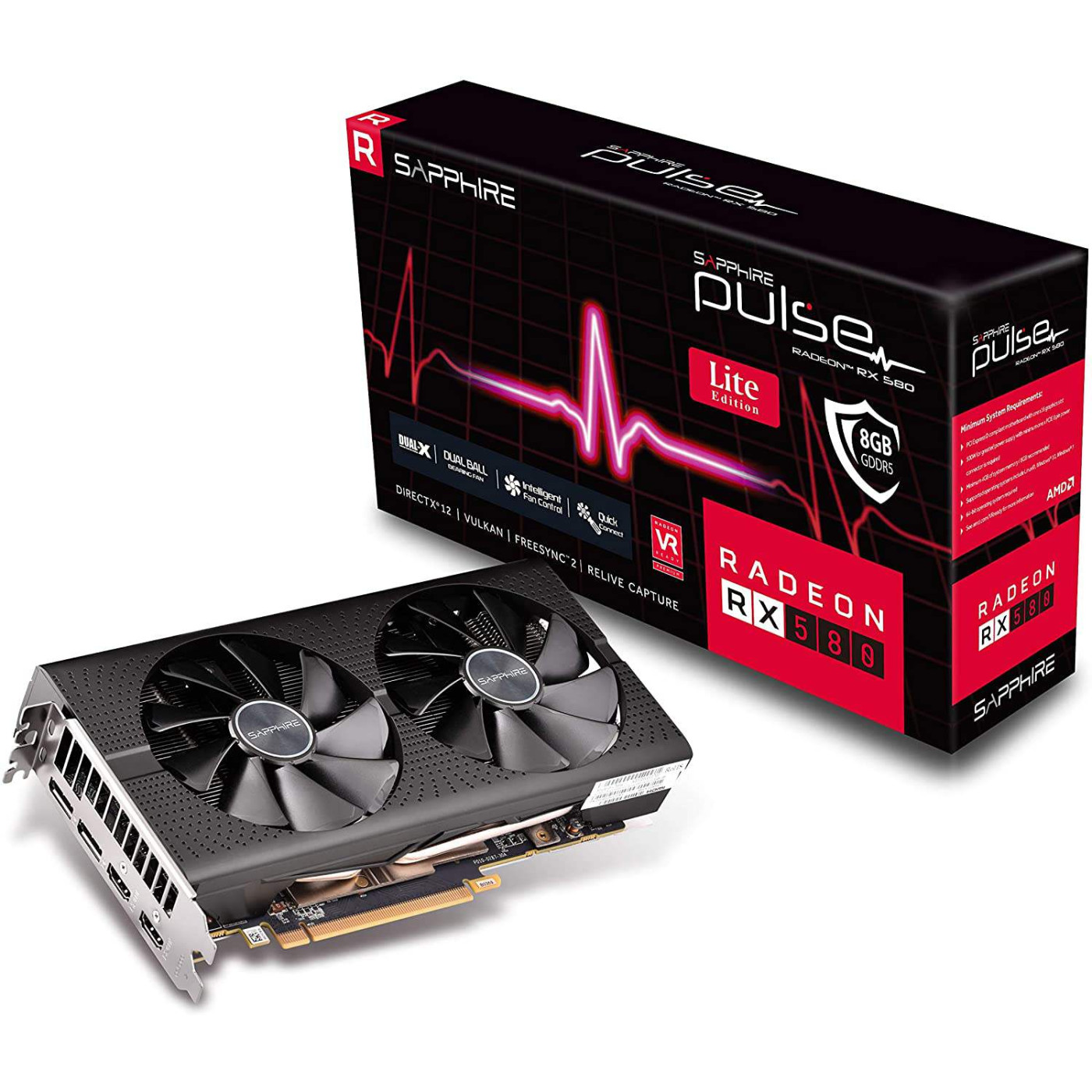 Відеокарта Sapphire AMD Radeon RX 580 8Gb Pulse OC (11265-67-20G) (11265-67) (GDDR5, 256 bit, PCI-E 3.0 x16) Б/в