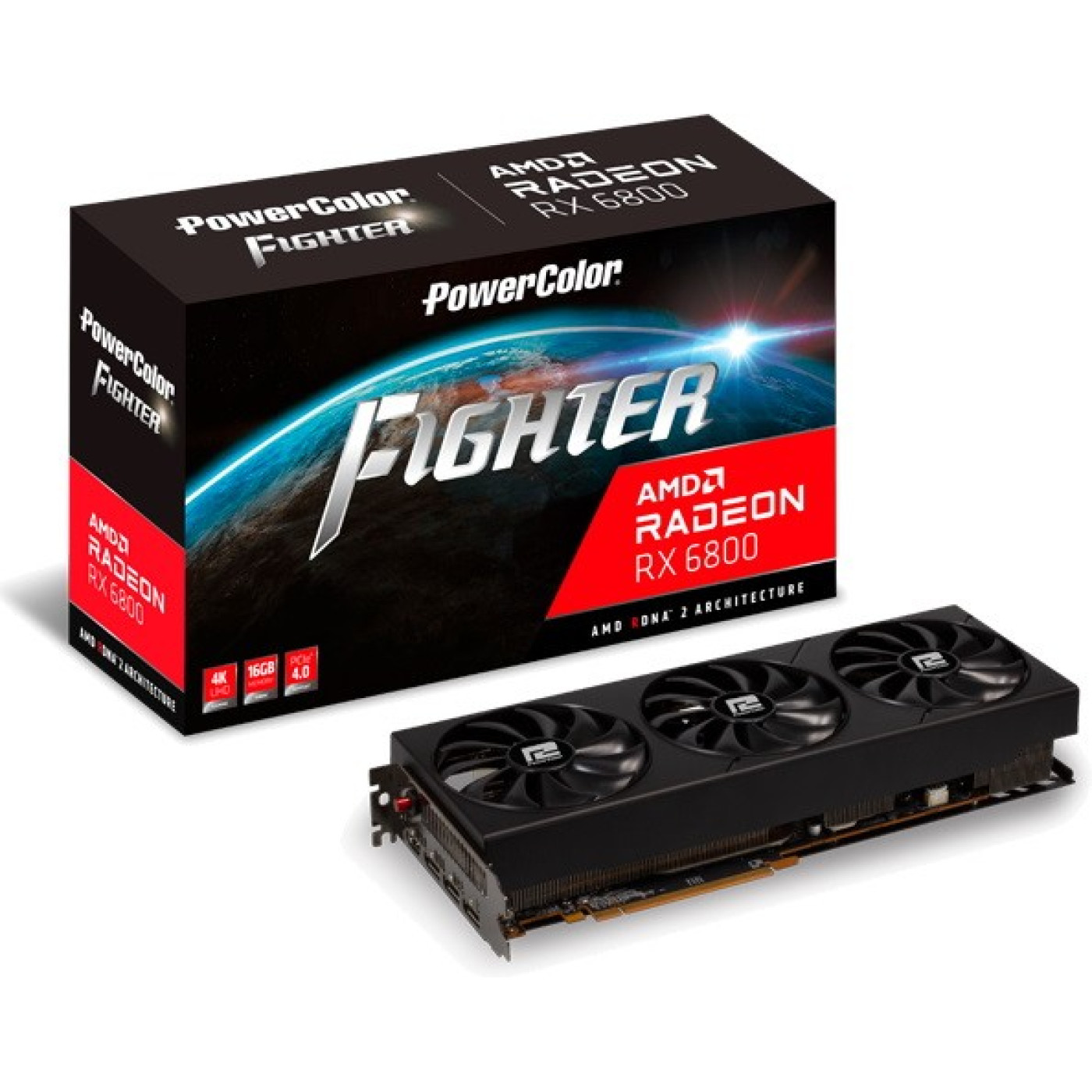Відеокарта PowerColor AMD Radeon RX 6800 16GB Fighter (AXRX 6800 16GBD6-3DH/OC) (GDDR6, 256 bit, PCI-E v4.0) Б/в