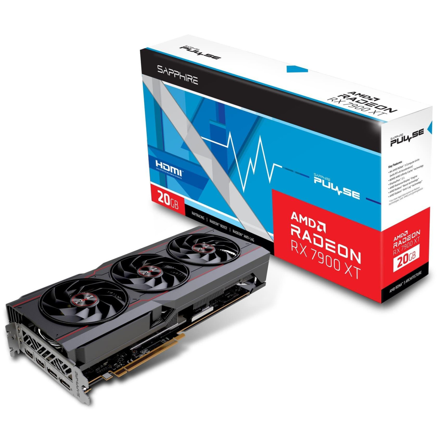 Відеокарта Sapphire AMD Radeon RX 7900 XT 20G PULSE (11323-98-90G) (GDDR6, 320 bit, PCI-E v4.0 x16) FR