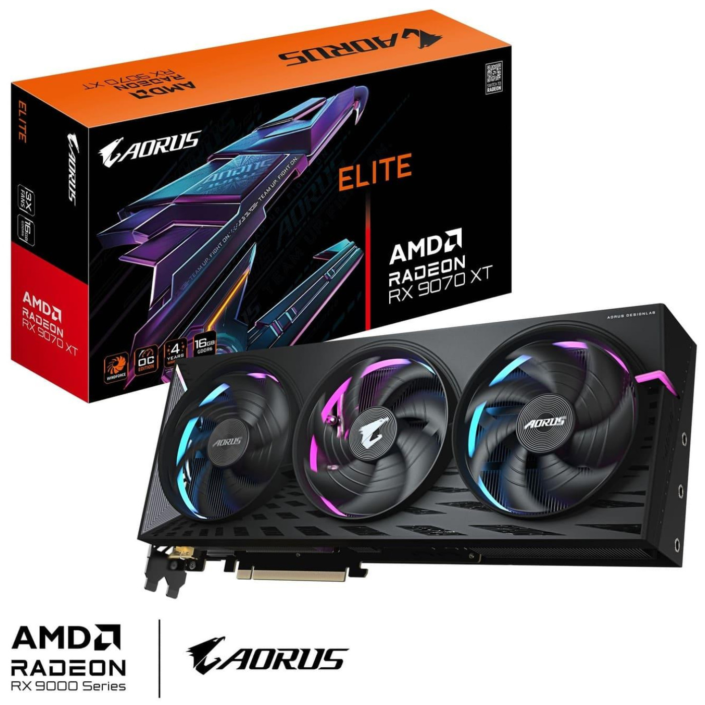 Відеокарта Gigabyte AMD Radeon RX 9070 XT 16GB AORUS ELITE (GV-R9070XTAORUS E-16GD) (GDDR6, 256 bit, PCI-E v5.0 x16)