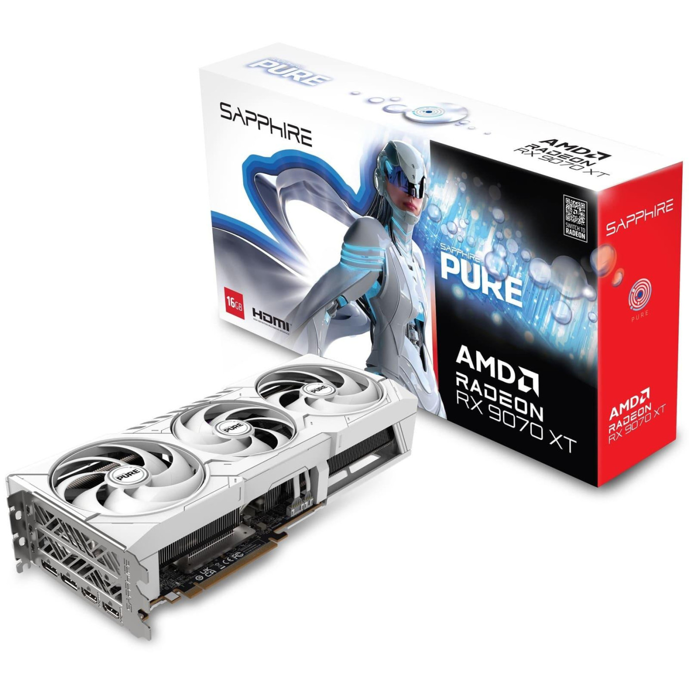 Видеокарта Sapphire AMD Radeon RX 9070 XT 16GB PURE Gaming OC (11348-02-20G) (GDDR6, 256 bit, PCI-E v5.0 x16)
