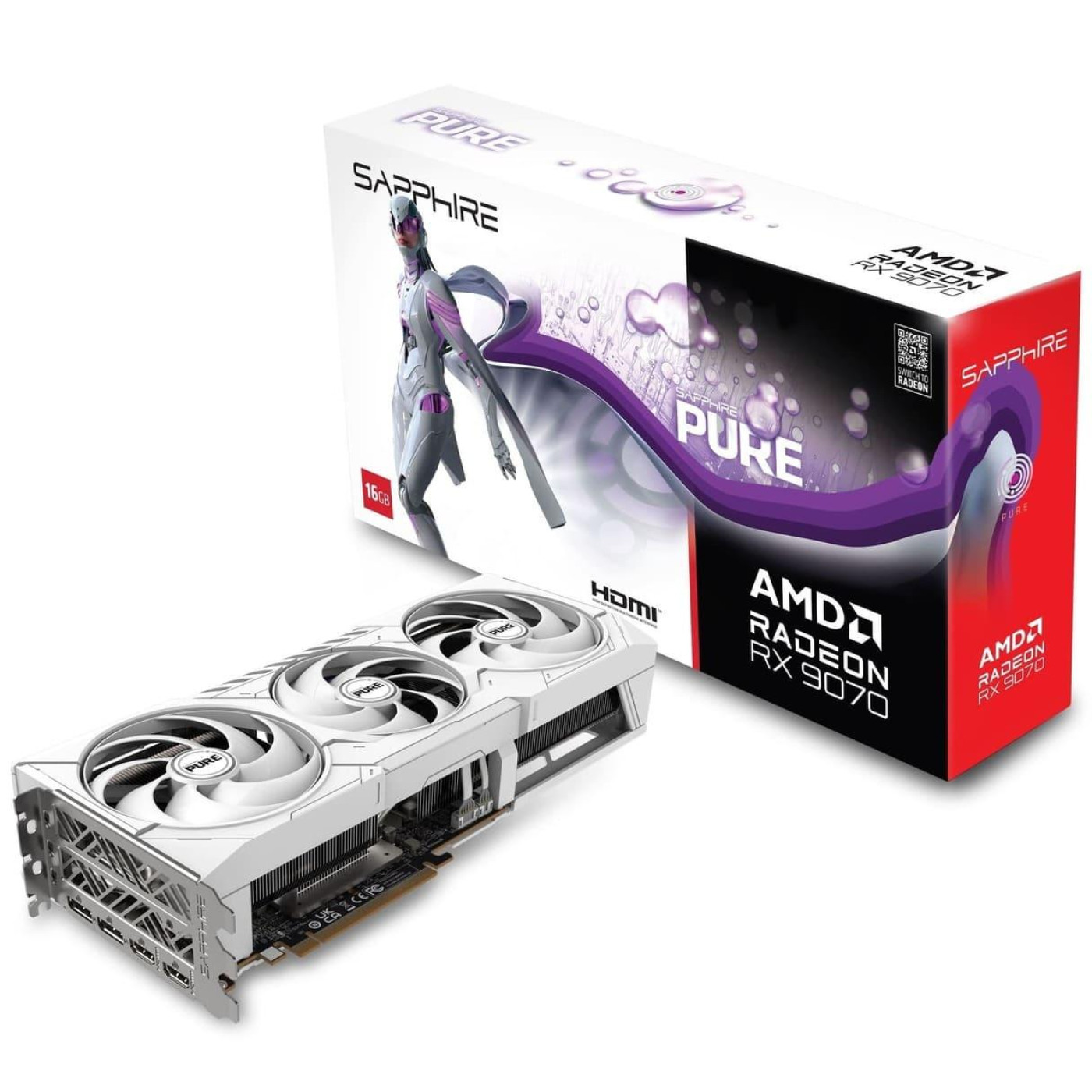 Видеокарта Sapphire AMD Radeon RX 9070 16GB PURE Gaming OC (11349-02-20G) (GDDR6, 256 bit, PCI-E v5.0 x16)