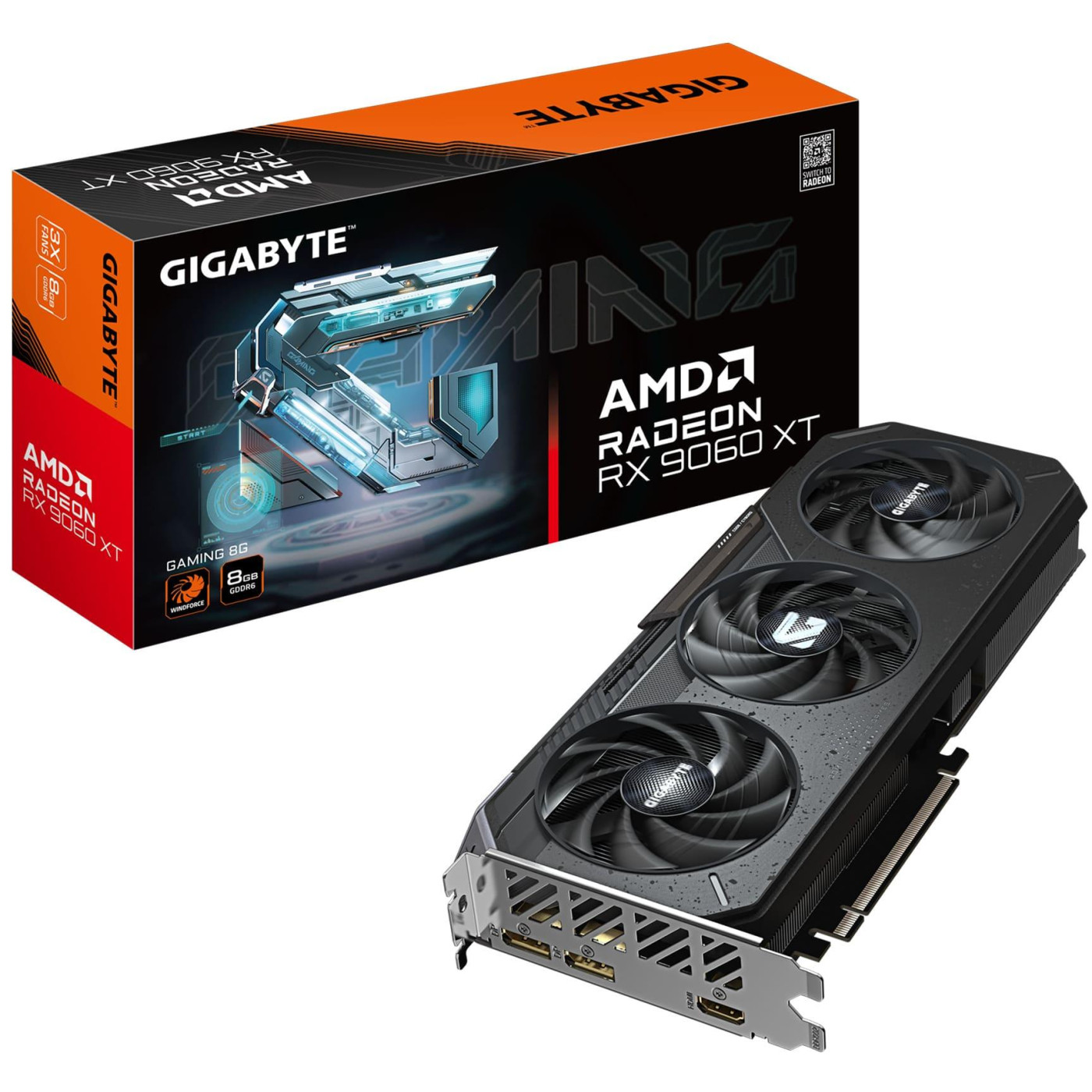 Відеокарта Gigabyte AMD Radeon RX 9060 XT 8Gb GAMING (GV-R9060XTGAMING-8GD) (GDDR6, 128 bit, PCI-E v5.0 x16)