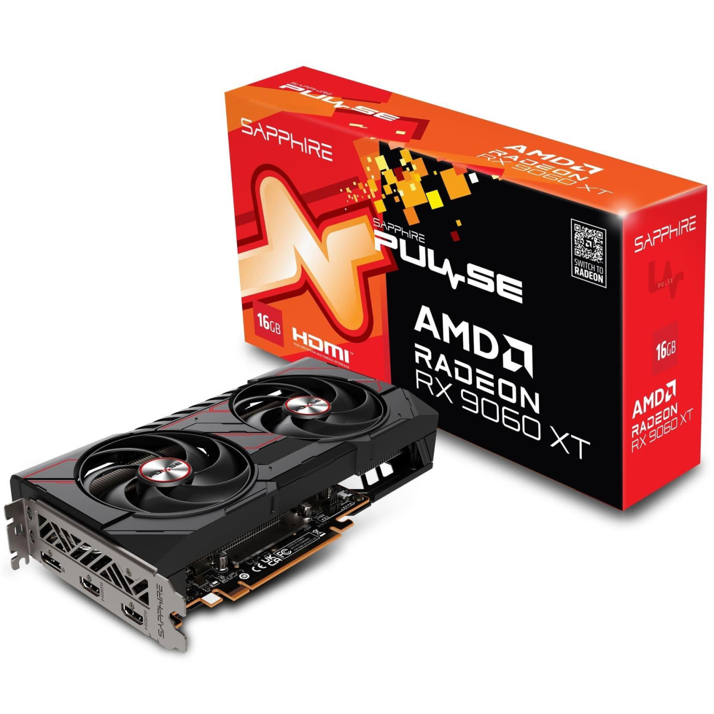 Відеокарта Sapphire AMD Radeon RX 9060 XT 16GB PULSE (11350-03-20G) (GDDR6, 128 bit, PCI-E v5.0 x16)