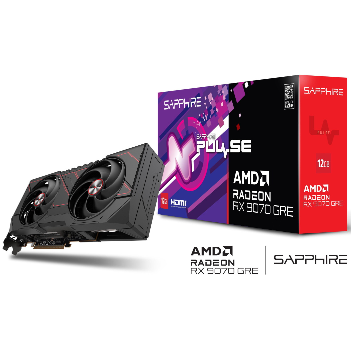 Відеокарта SAPPHIRE AMD Radeon RX 9070 12GB GRE PULSE GAMING OC (11354-01-20G) (GDDR6, 192 bit, PCI-E v5.0 x16)