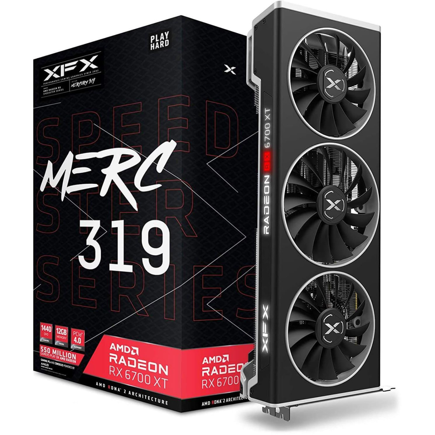 Видеокарта XFX AMD Radeon RX 6700 XT 12GB MERC319 BLACK (RX-67XTYTBDP) (GDDR6, 192 bit, PCI-E 4.0 x16)