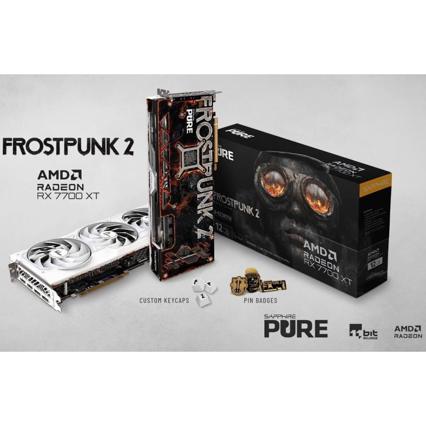 Видеокарта Sapphire AMD Radeon RX 7700 XT 12GB PURE Frostpunk 2 Edition (11335-08) (GDDR6, 192 bit, PCI-E v4.0 x16) U1