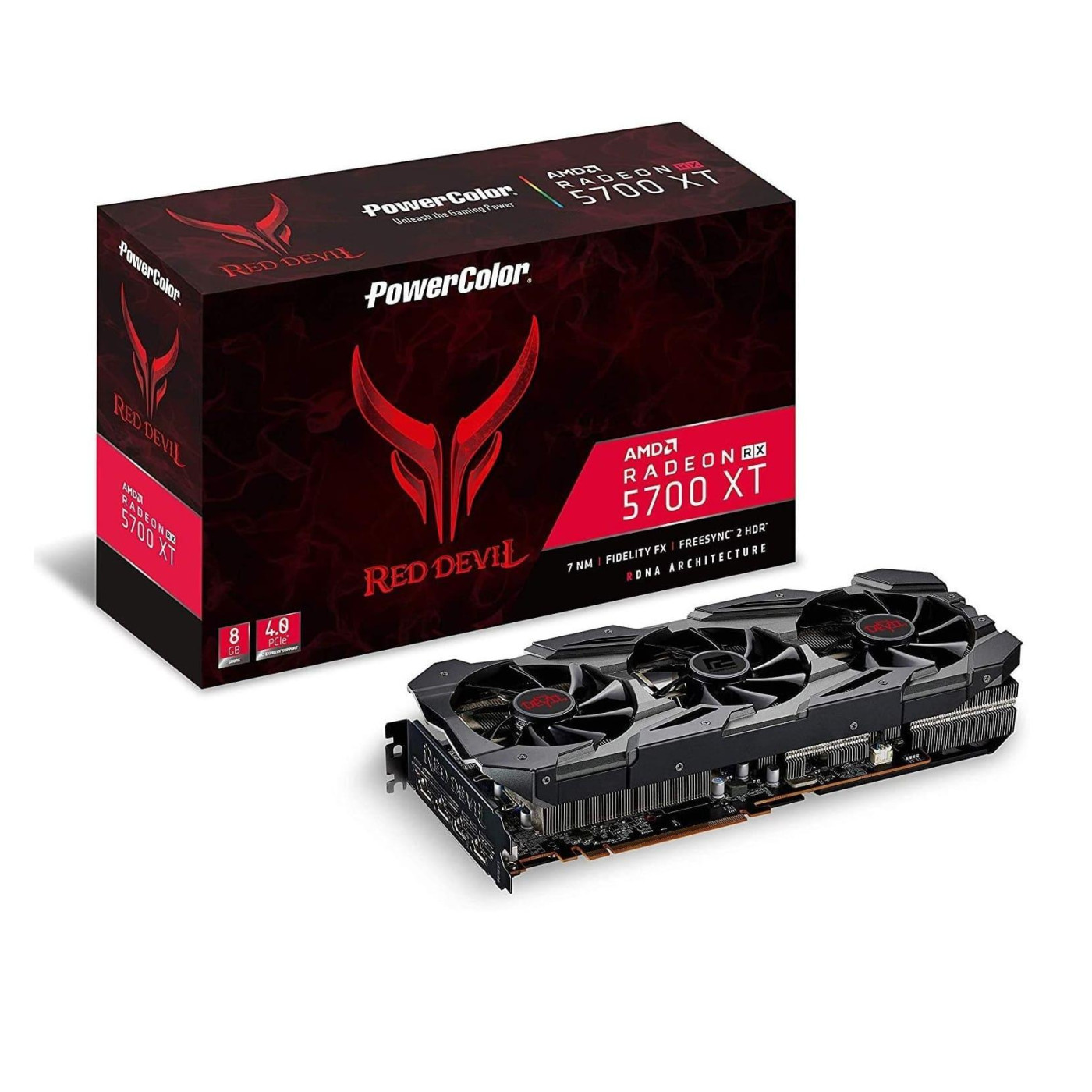 Видеокарта PowerColor AMD Radeon RX 5700 XT 8Gb Red Devil (AXRX 5700XT 8GBD6-3DHE/OC) (GDDR6, 256 bit, PCI-E v4.0 x16) Б/у