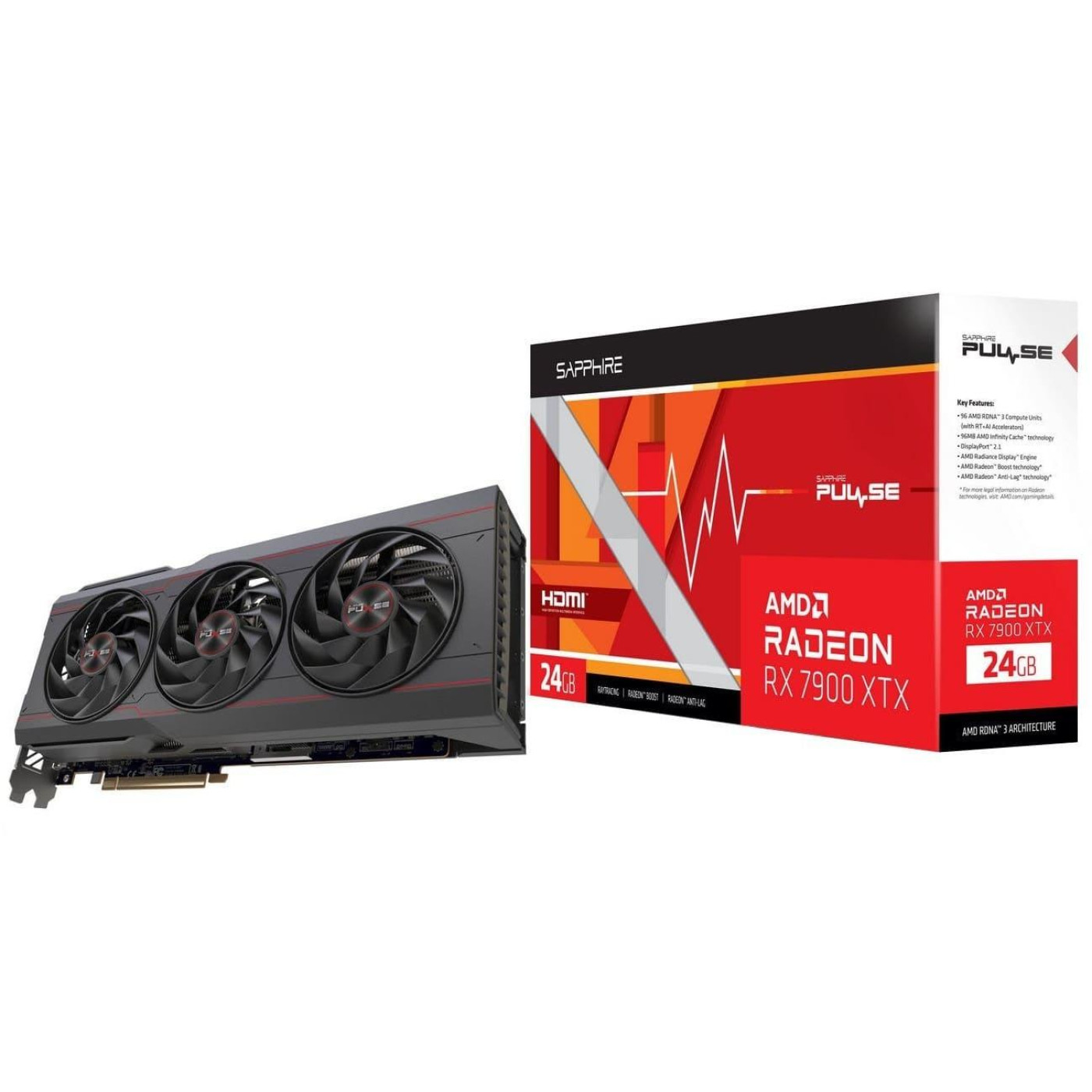 Відеокарта Sapphire AMD Radeon RX 7900 XTX PULSE GAMING 24GB (11322-02-20G) (11322-98-90G) (GDDR6, 384 bit, PCI-E v4.0 x16) FR