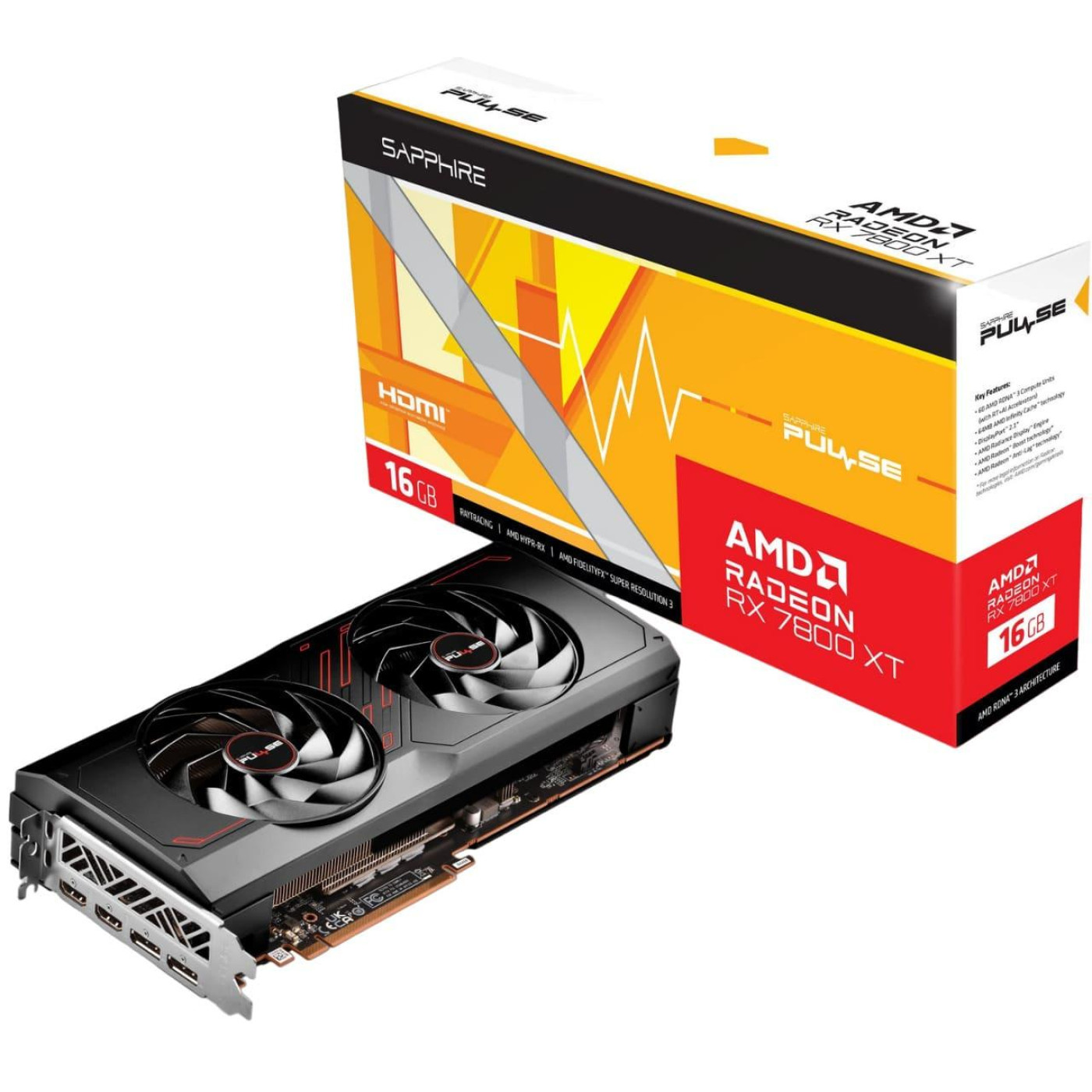 Відеокарта Sapphire AMD Radeon RX 7800 XT 16Gb PULSE GAMING (11330-03-20G) (11330-98-90G) (GDDR6, 256 bit, PCI-E v4.0 x16) FR