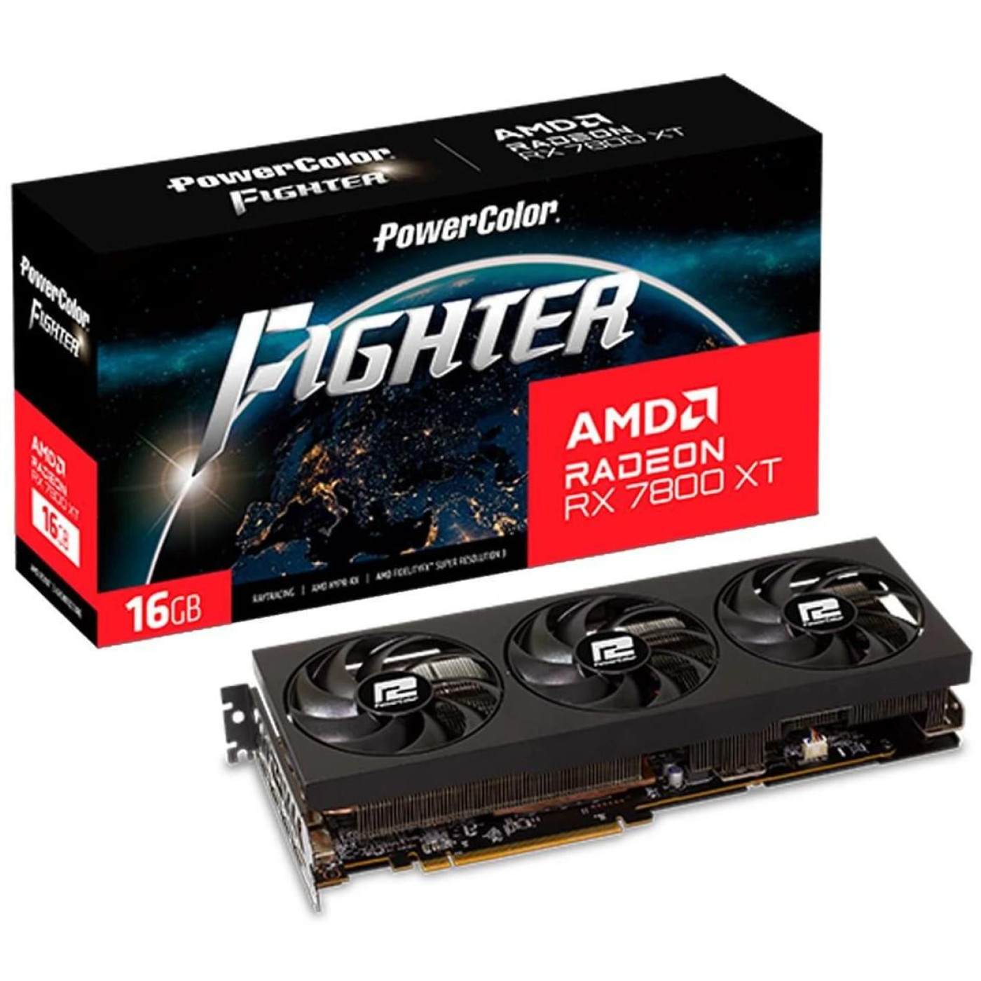 Видеокарта PowerColor AMD Radeon RX 7800 XT 16GB Fighter (RX 7800 XT 16G-F/OC) (GDDR6, 256 bit, PCI-E 4.0 x16)