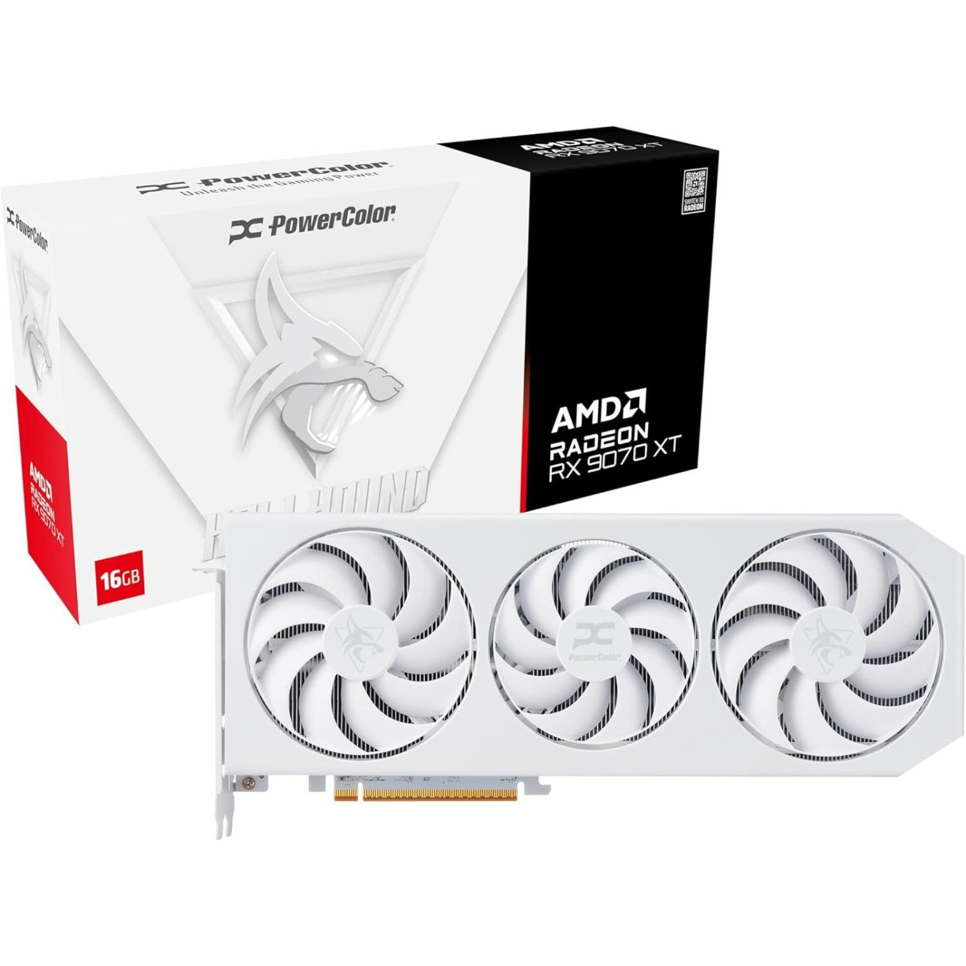 Видеокарта PowerColor AMD Radeon RX 9070 XT 16GB Hellhound Spectral White (RX9070XT 16G-L/OC/WHITE) (GDDR6, 256 bit, PCI-E v5.0 x16)