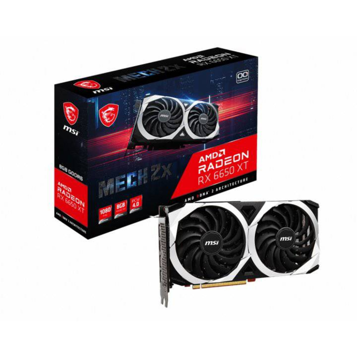 Видеокарта MSI AMD Radeon RX 6650 XT 8GB Mech 2X OC (RX 6650 XT Mech 2X 8G OC) (GDDR6, 128 bit, PCI-E 4.0 x8)