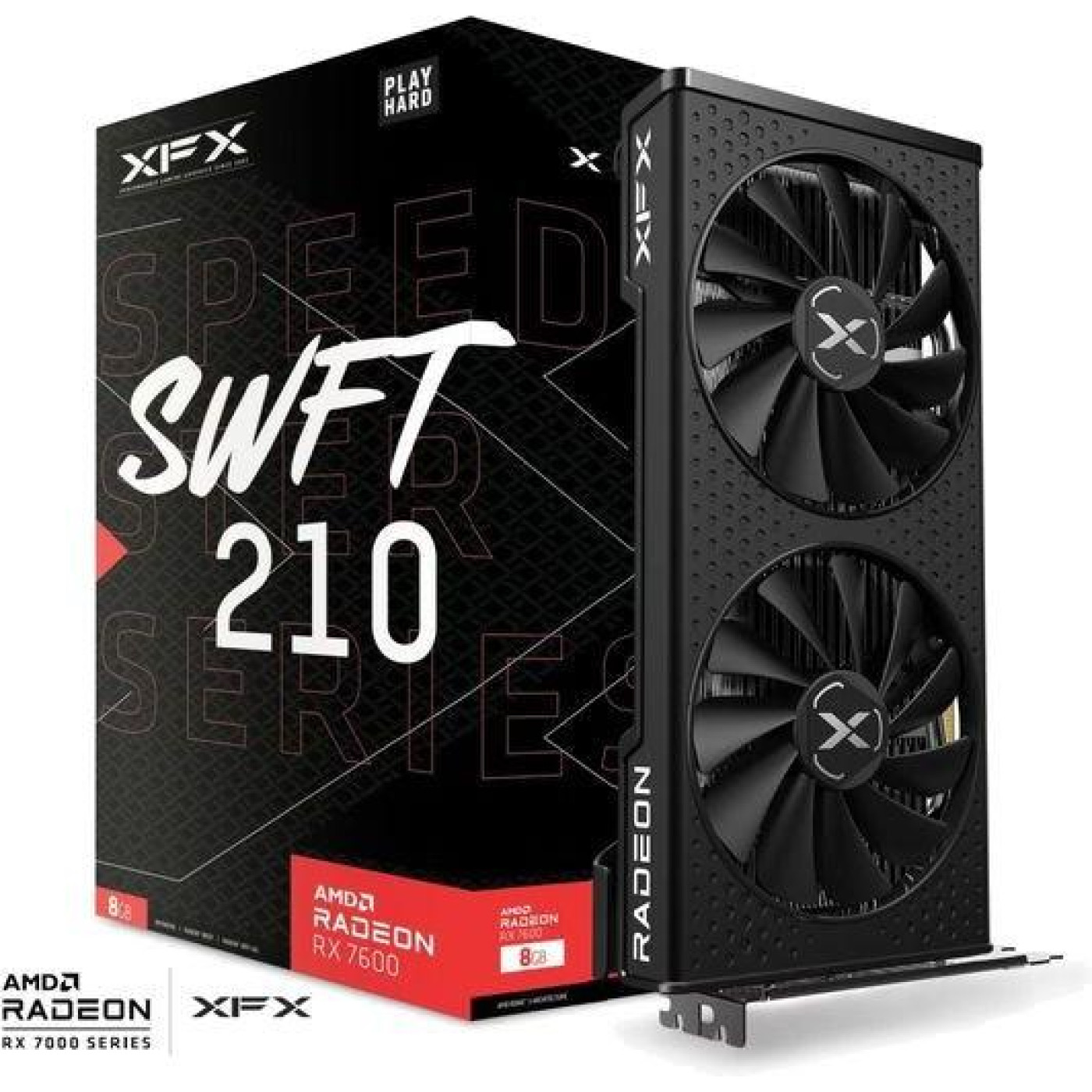 Видеокарта XFX AMD Radeon RX 7600 8Gb SPEEDSTER SWFT 210 CORE (RX-76PSWFTFY) (GDDR6, 128 bit, PCI-E v4.0 x8)