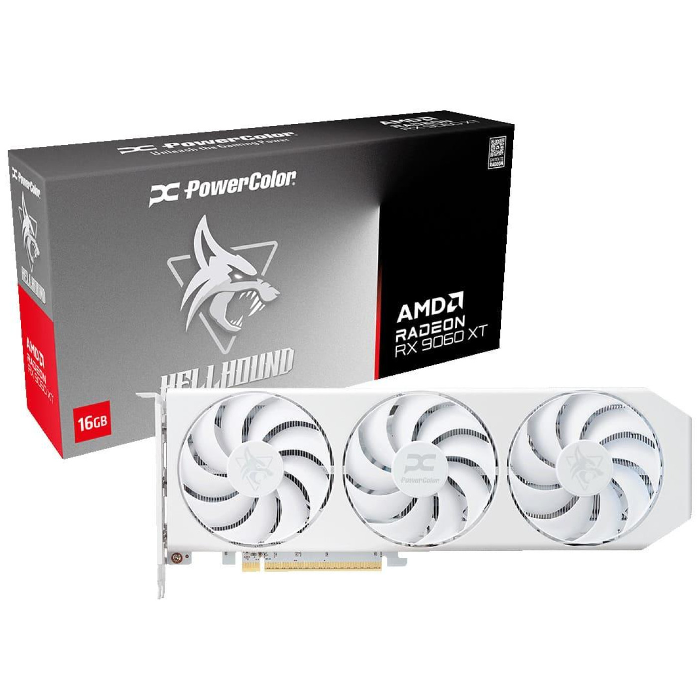 Відеокарта PowerColor AMD Radeon RX 9060 XT 16GB Hellhound Spectral White (RX9060XT 16G-L/OC/WHITE) (GDDR6, 128 bit, PCI-E v5.0 x16)