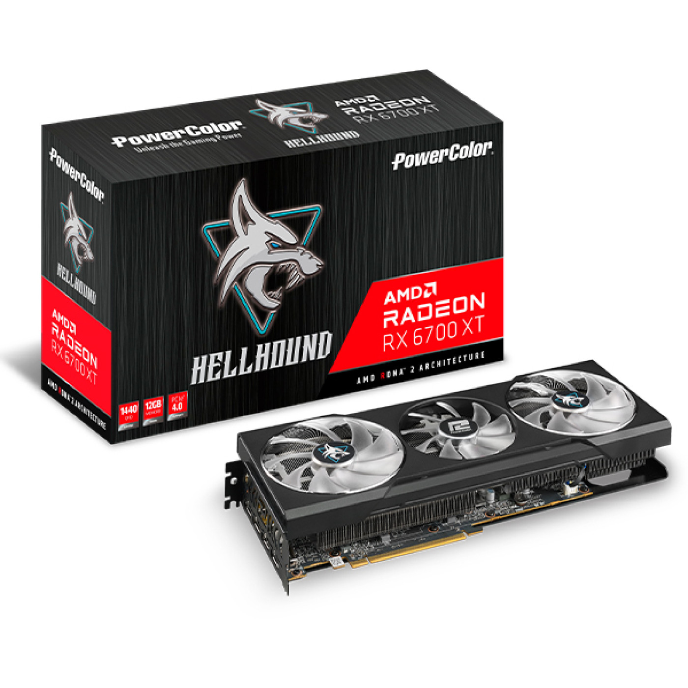 Видеокарта PowerColor AMD Radeon RX 6700 XT 12Gb Hellhound (AXRX 6700XT 12GBD6-3DHL) (GDDR6, 192 bit, PCI-E v4.0) Б/у