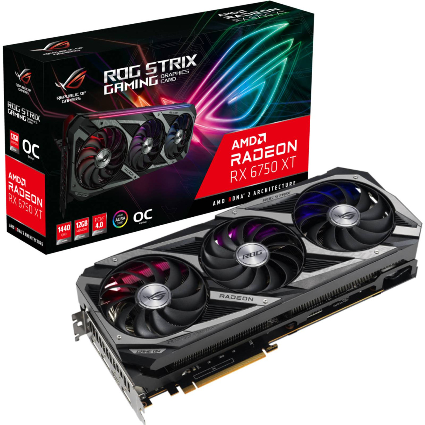 Відеокарта ASUS AMD Radeon RX 6750 XT 12GB ROG Strix Gaming OC (ROG-STRIX-RX6750XT-O12G-GAMING) (GDDR6, 192 bit, PCI-E v4.0) Б/в
