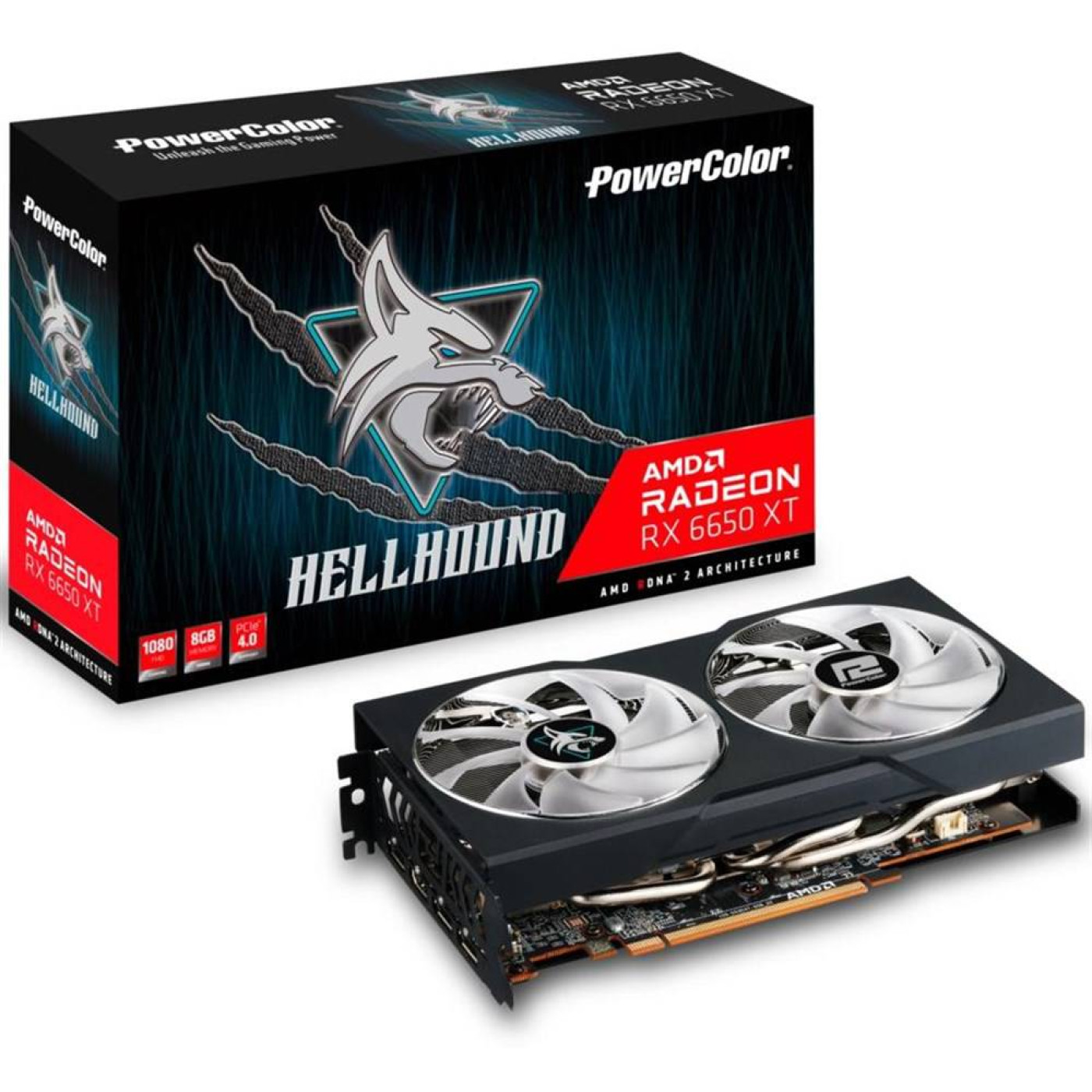Видеокарта PowerColor AMD Radeon RX 6650 XT 8GB Hellhound OC (AXRX 6650XT 8GBD6-3DHL/OC) (GDDR6, 128 bit, PCI-E v4.0 x8) Б/у