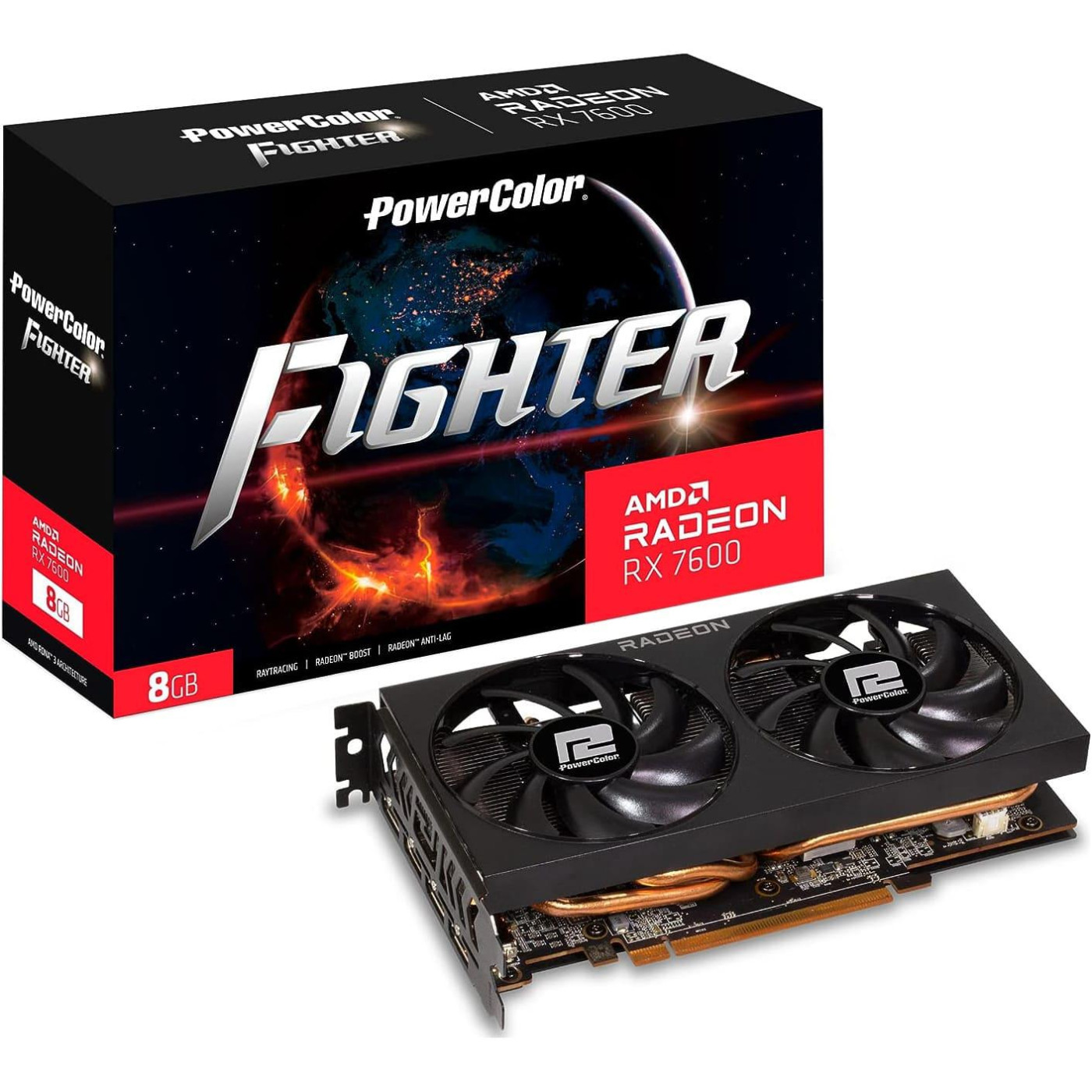 Видеокарта PowerColor AMD Radeon RX 7600 8GB Fighter (RX 7600 8G-F) (GDDR6, 128 bit, PCI-E 4.0 x8)