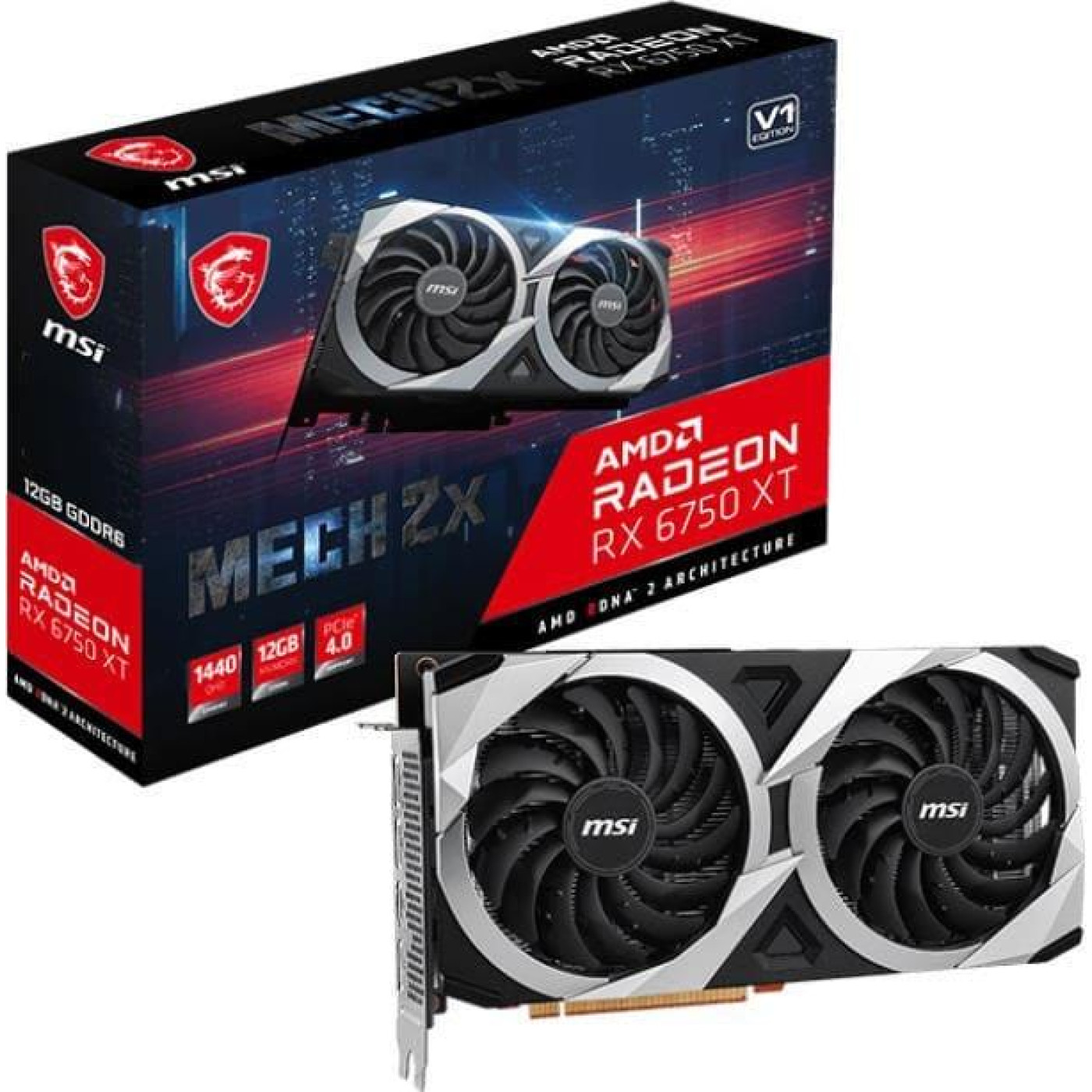 Видеокарта MSI AMD Radeon RX 6750 XT 12GB Mech 2X V1 (Radeon RX 6750 XT MECH 2X 12G V1) (GDDR6, 192 bit, PCI-E 4.0 x16)