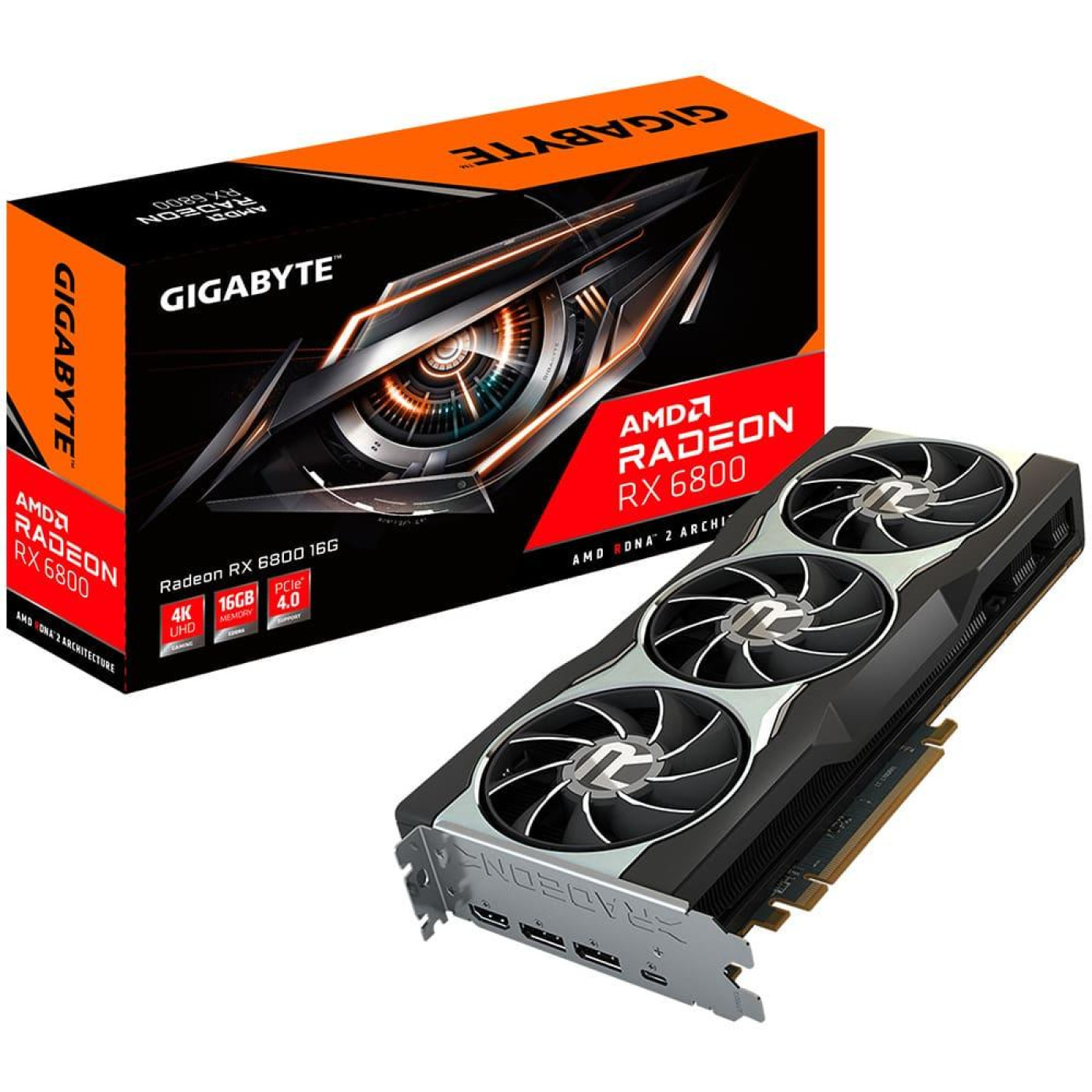 Відеокарта Gigabyte AMD Radeon RX 6800 16Gb (GV-R68-16GC-B) (GDDR6, 256 bit, PCI-E 4.0 x16) Б/в