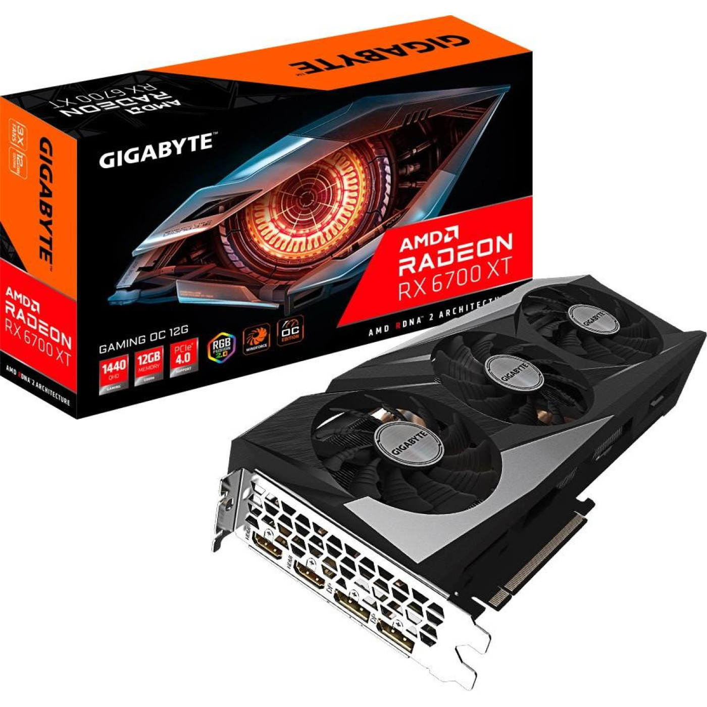 Відеокарта Gigabyte AMD Radeon RX 6700 XT 12Gb Gaming OC (GV-R67XTGAMING OC-12GD) (GDDR6, 192 bit, PCI-E v4.0 x16) Б/в