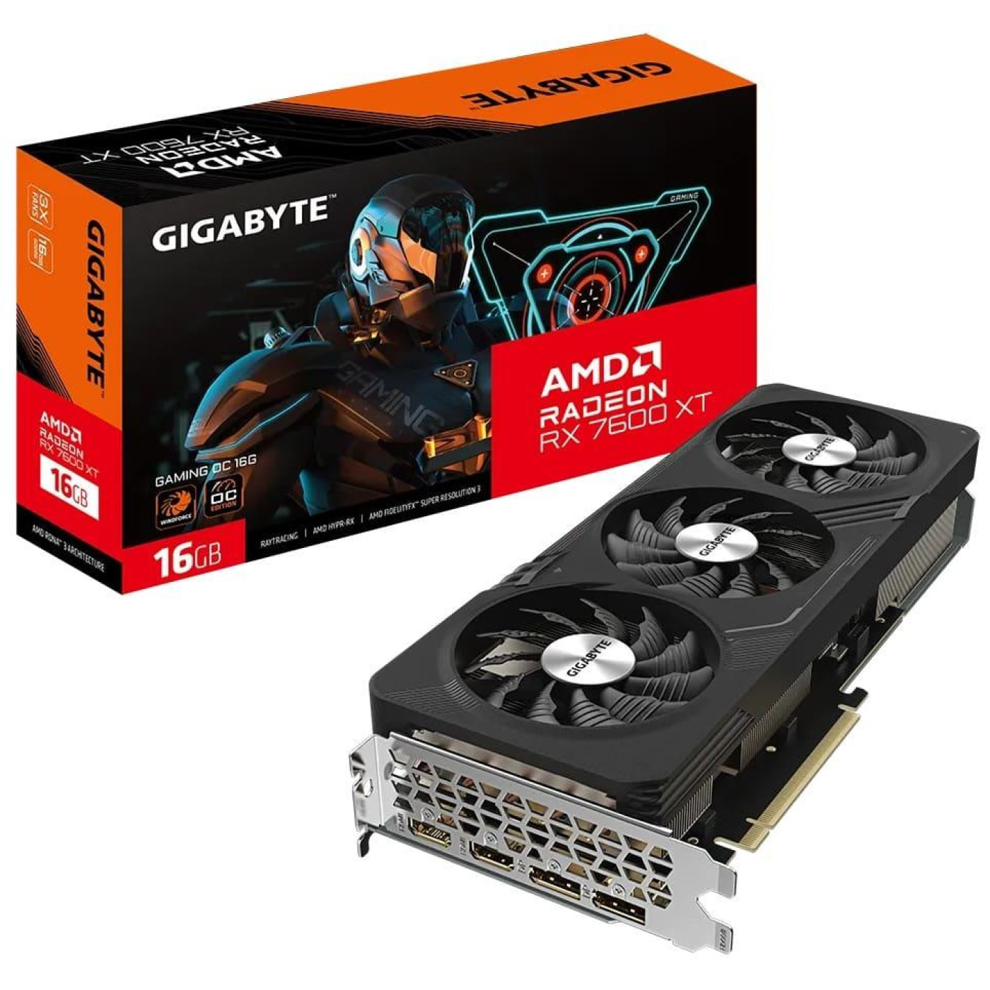 Видеокарта Gigabyte AMD Radeon RX 7600 XT 16GB GAMING OC (GV-R76XTGAMING OC-16GD) (GDDR6, 128 bit, PCI-E v4.0 x8)