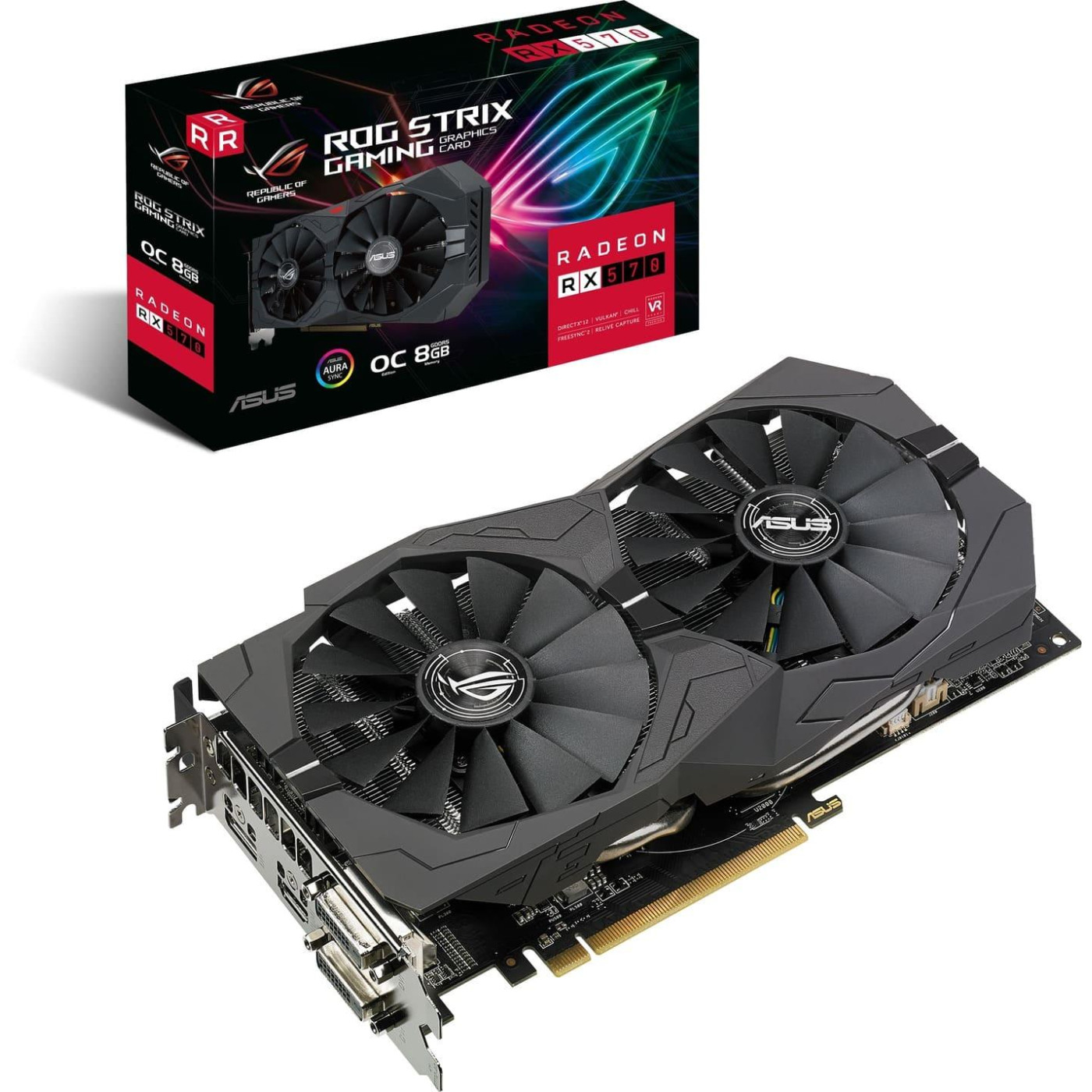 Видеокарта ASUS AMD Radeon RX 570 8Gb ROG Strix Gaming (ROG-STRIX-RX570-O8G-GAMING) (GDDR5, 256 bit, PCI-E 3.0 x16) FR