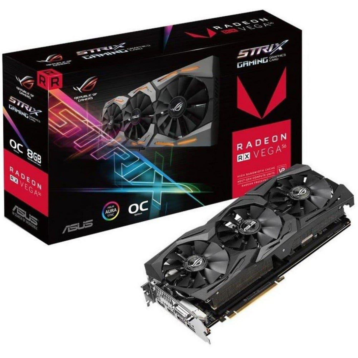 Видеокарта ASUS AMD Radeon RX Vega 56 8Gb ROG STRIX OC (ROG-STRIX-RXVEGA56-O8G-GAMING) (HBM2, 2048 bit, PCI-E 3.0 x16) Б/у