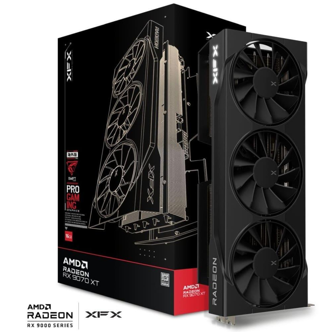 Відеокарта XFX AMD Radeon RX 9070 XT 16GB Swift Triple fan Gaming Edition (RX-97TSWF3B9) (GDDR6, 256 bit, PCI-E v5.0 x16)