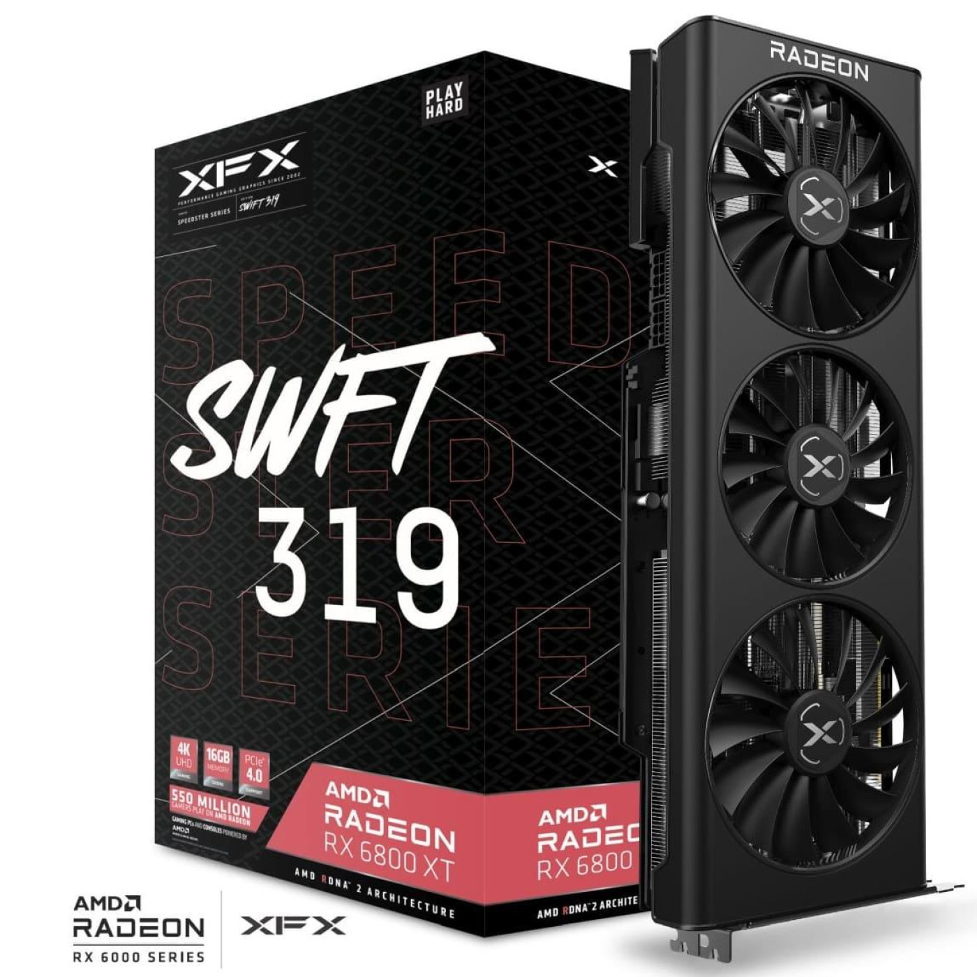 Відеокарта XFX AMD Radeon RX 6800 XT 16GB Speedster SWFT 319 (RX-68XTAQ V1.3) (GDDR6, 256 bit, PCI-E v4.0 x16) Б/в