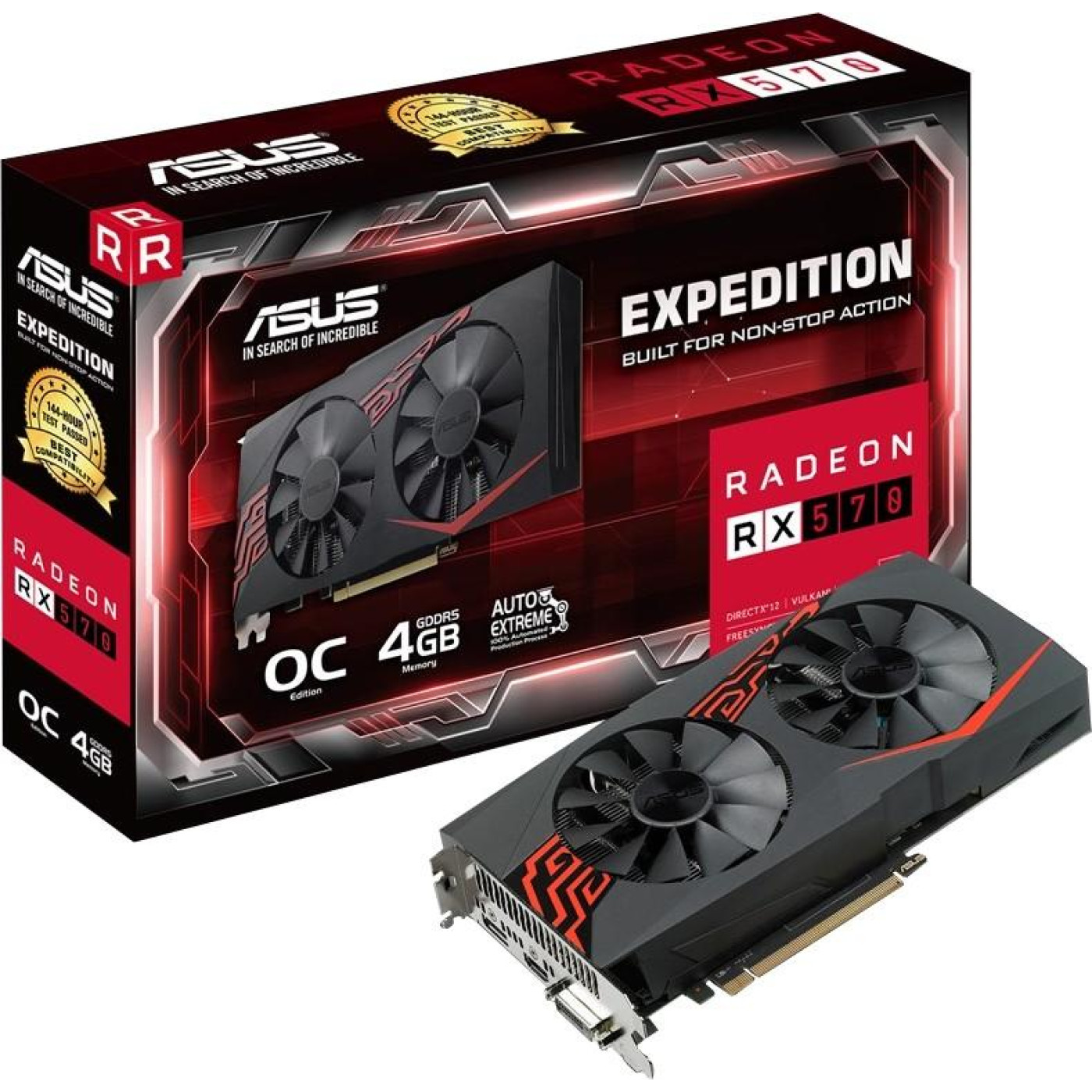 Видеокарта ASUS AMD Radeon RX 570 4Gb Expedition OC (EX-RX570-O4G) (GDDR5, 256 bit, PCI-E 3.0 x16) Б/у