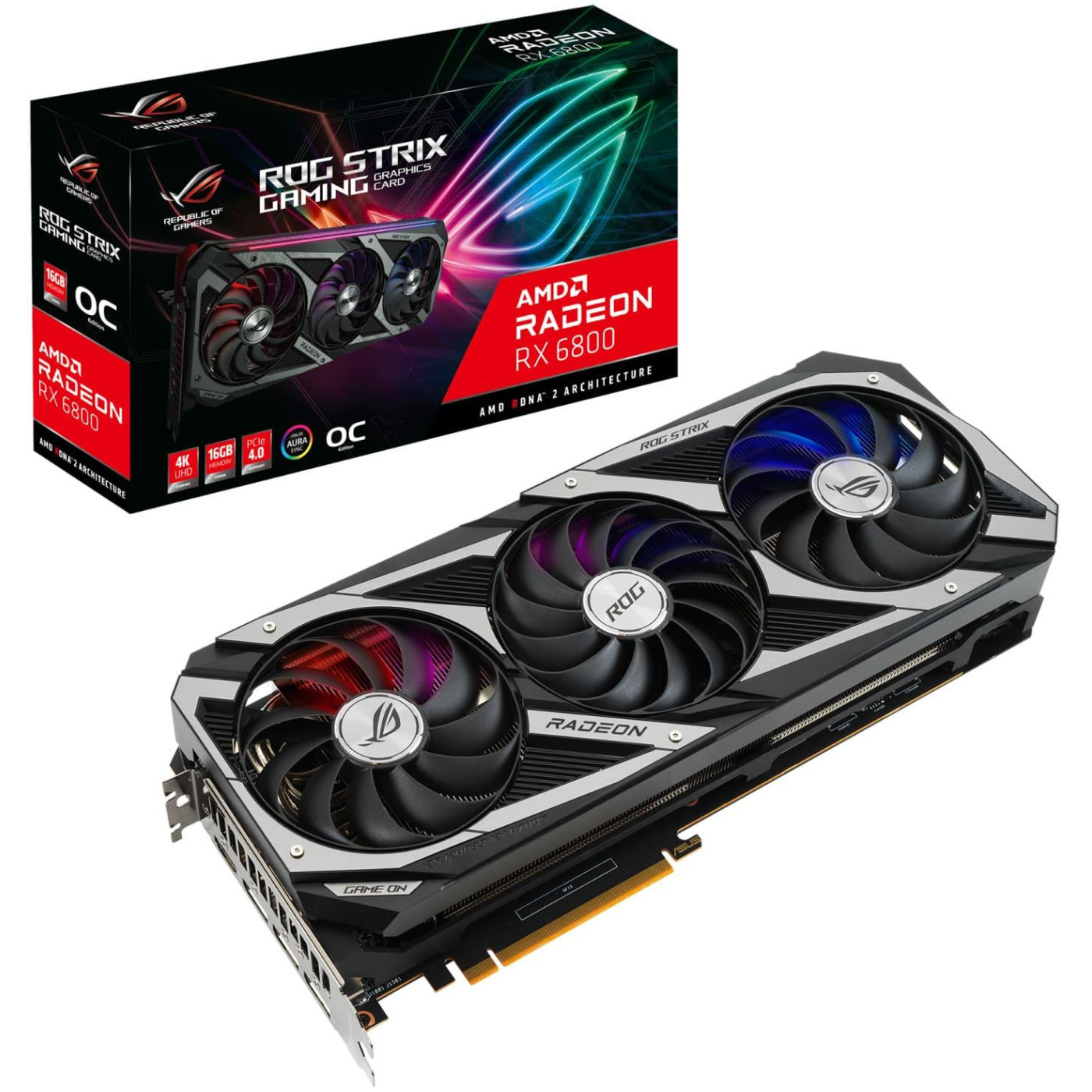 Відеокарта ASUS AMD Radeon RX 6800 16Gb ROG Strix Gaming OC (ROG-STRIX-RX6800-O16G-GAMING) (GDDR6, 256 bit, PCI-E 4.0 x16)