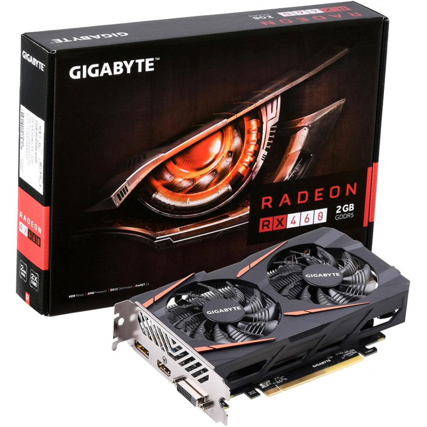 Видеокарта Gigabyte AMD Radeon RX 460 Windforce OC 2GB (GV-RX460WF2OC-2GD) (GV-RX460WF20C-2GD) (GDDR5, 128 bit, PCI-E 3.0 x8)