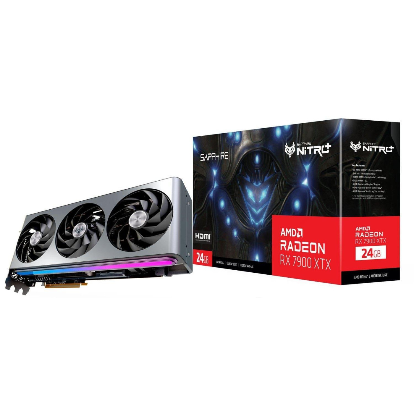 Видеокарта Sapphire AMD Radeon RX 7900 XTX 24Gb Nitro+ GAMING OC VAPOR-X (11322-01-40G) (11322-99-90G) (GDDR6, 384 bit, PCI-E v4.0 x16) FR