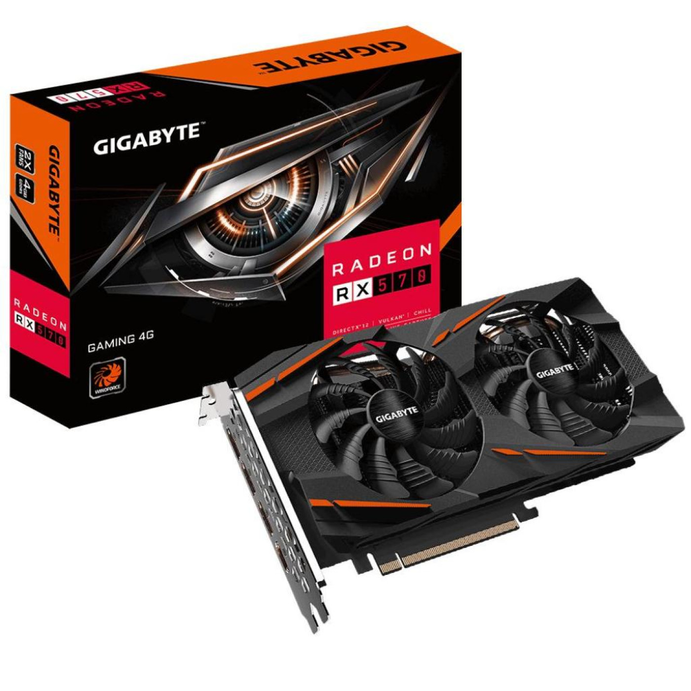 Видеокарта Gigabyte AMD Radeon RX 570 4Gb Gaming (GV-RX570GAMING-4GD) (GDDR5, 256 bit, PCI-E 3.0 x16) Б/у